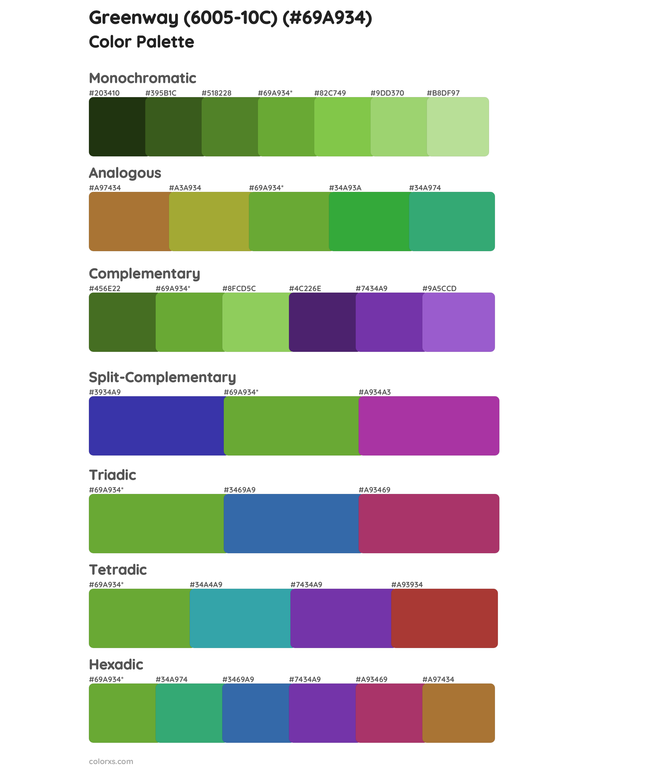 Greenway (6005-10C) Color Scheme Palettes