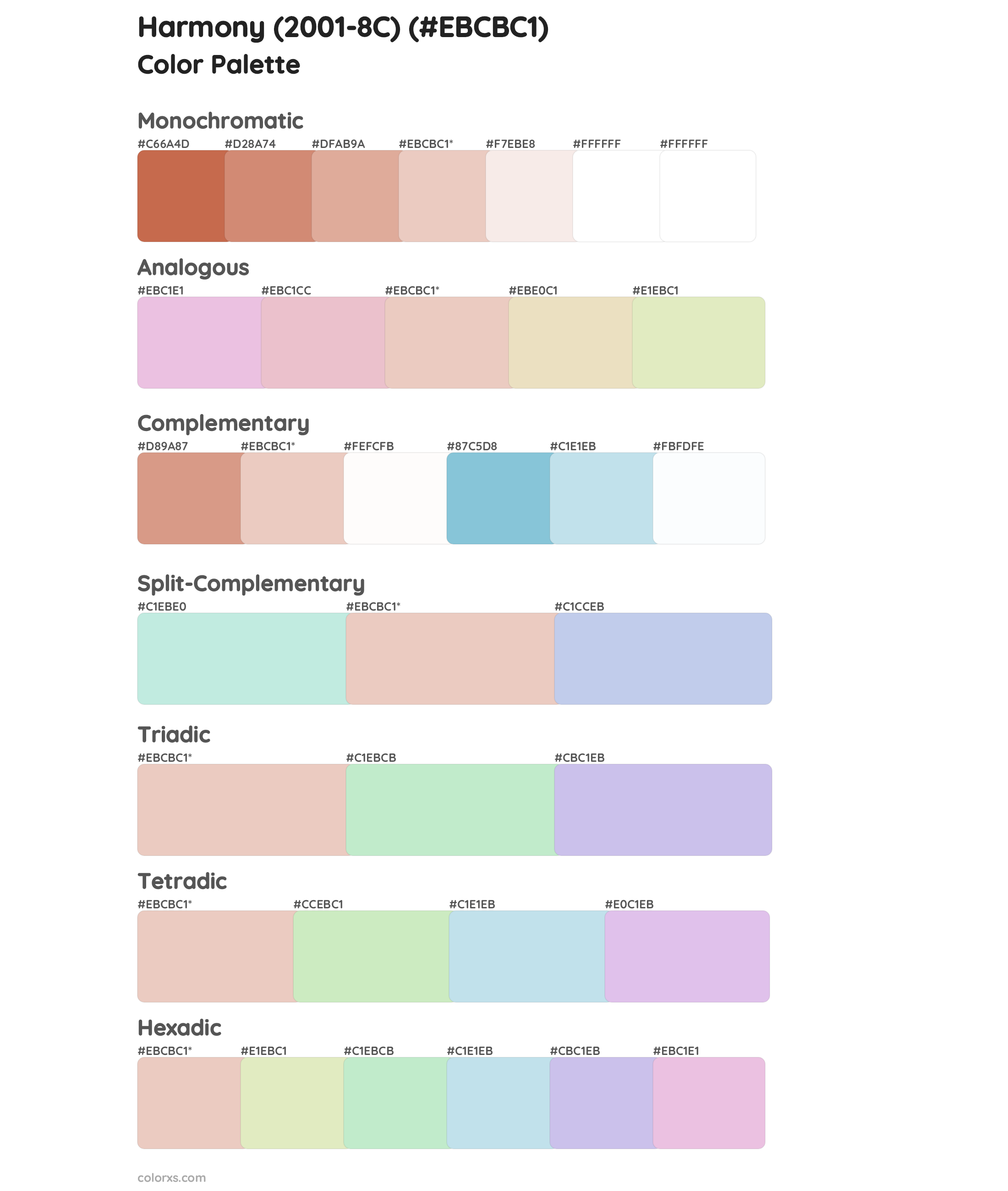 Harmony (2001-8C) Color Scheme Palettes