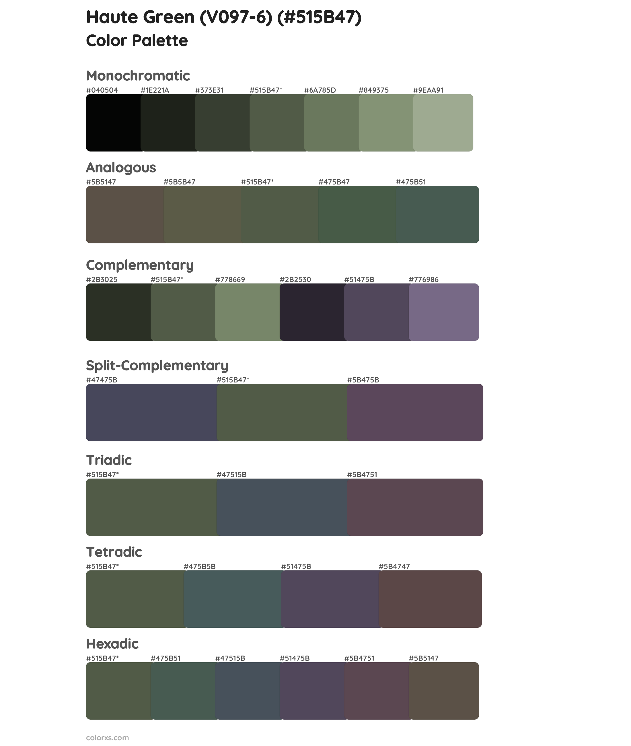 Haute Green (V097-6) Color Scheme Palettes