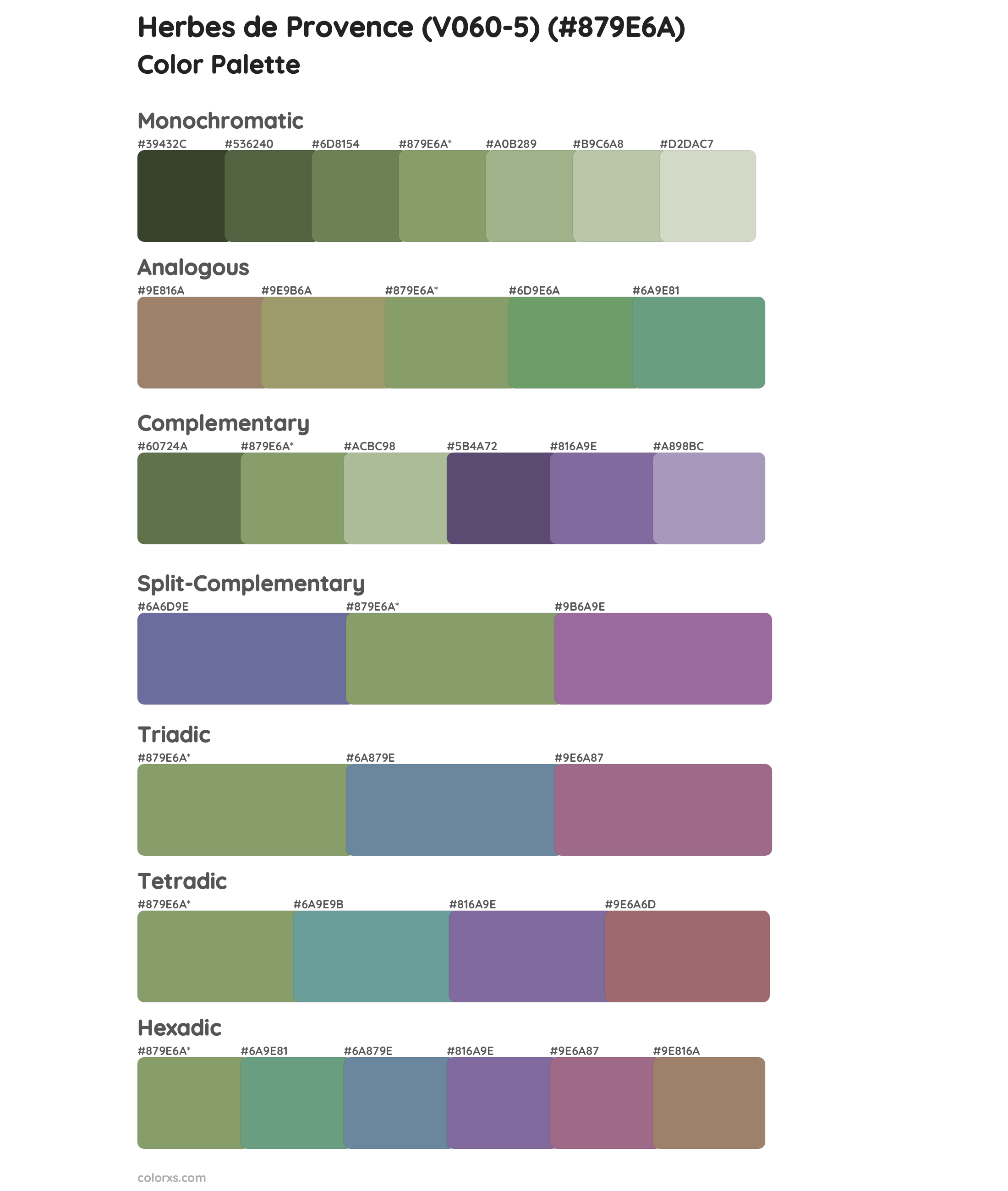 Herbes de Provence (V060-5) Color Scheme Palettes