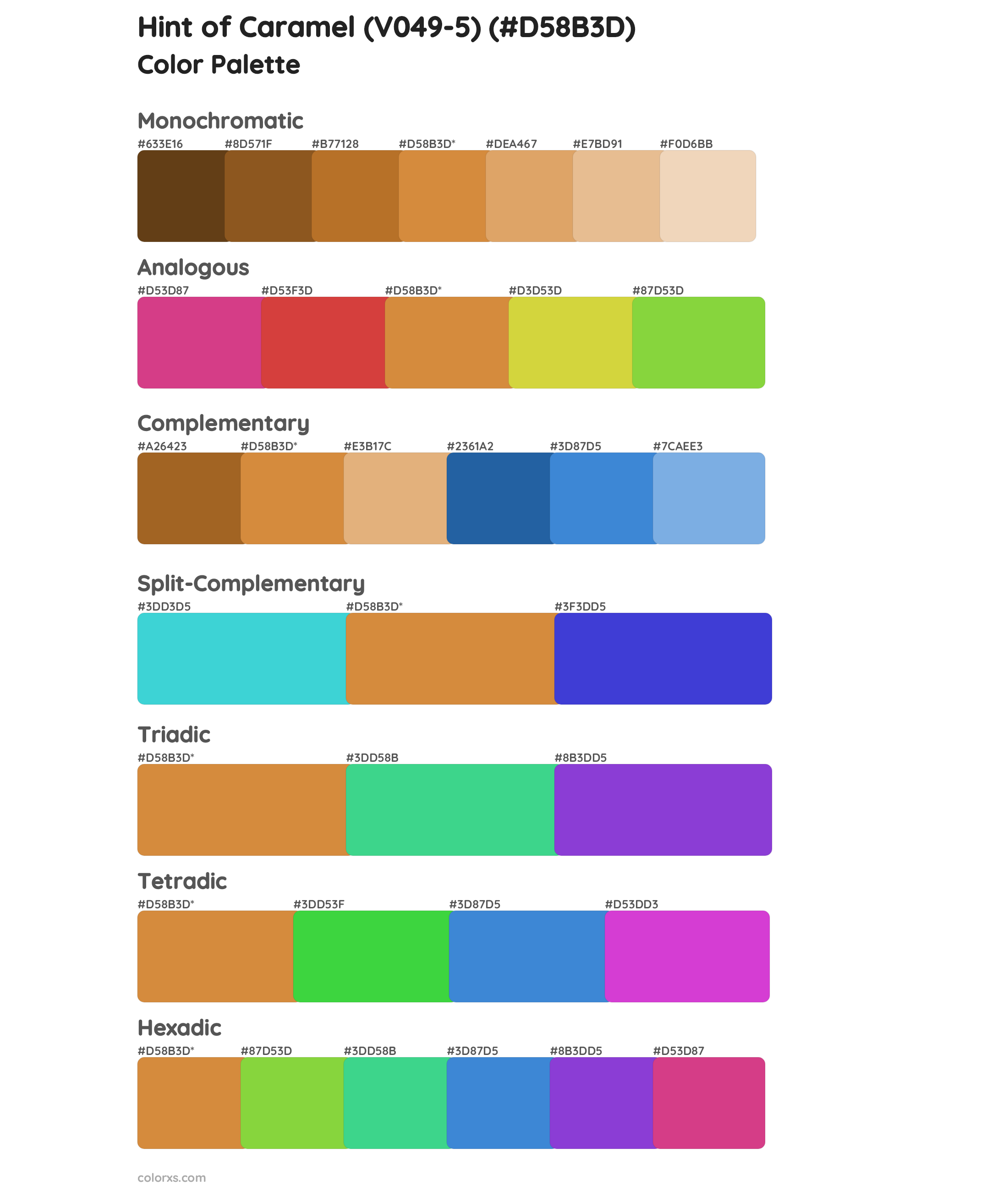 Hint of Caramel (V049-5) Color Scheme Palettes