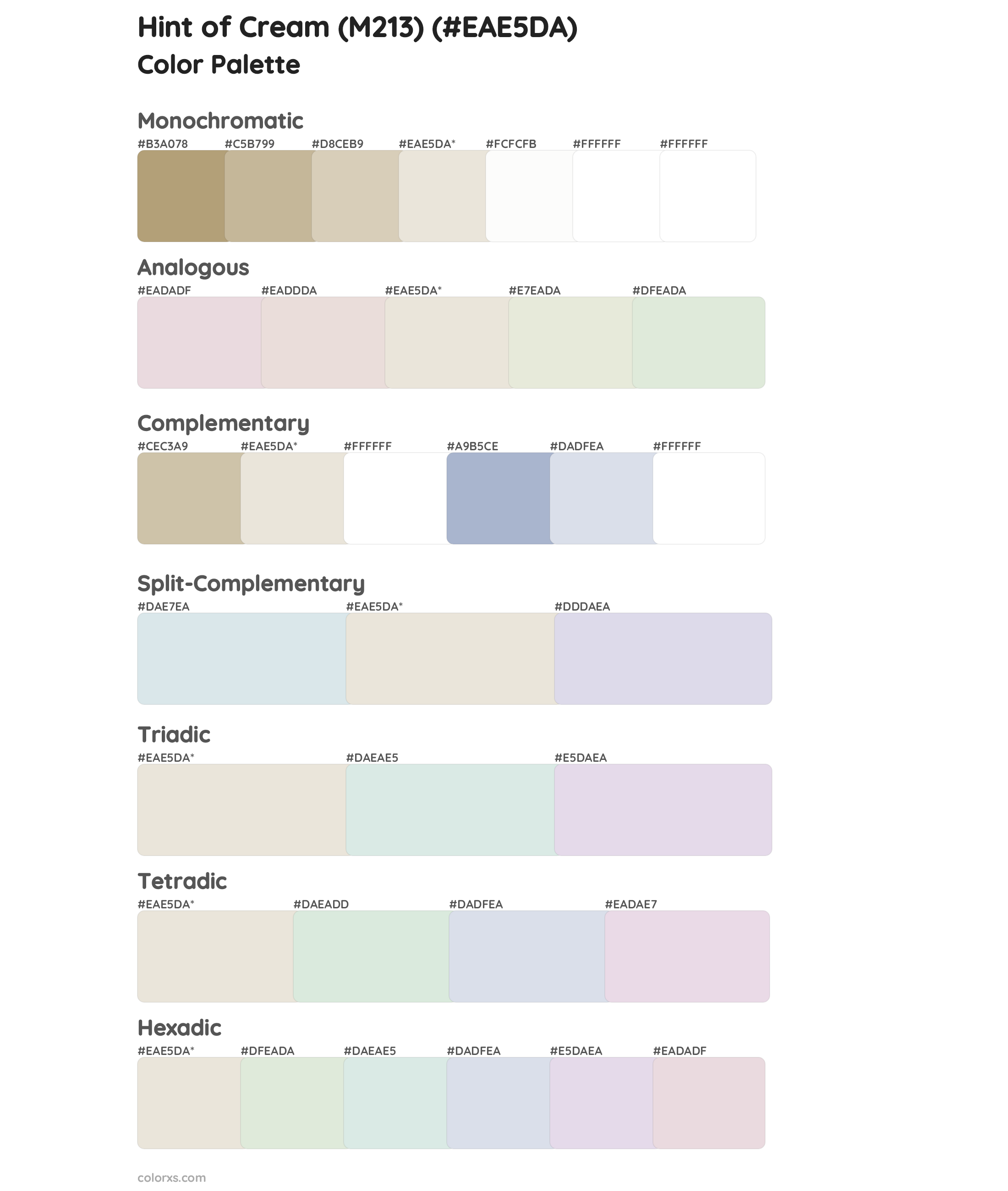 Hint of Cream (M213) Color Scheme Palettes