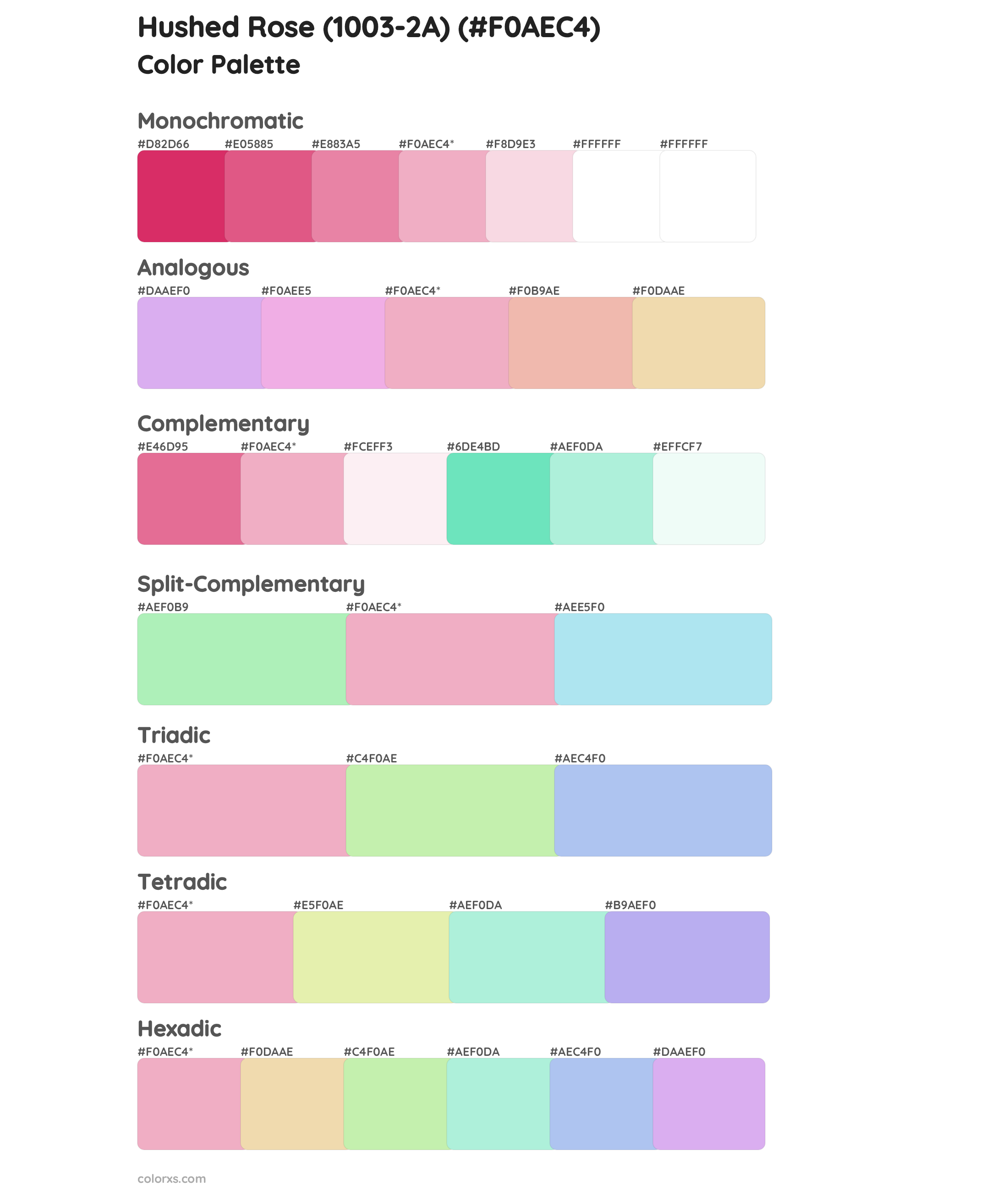 Hushed Rose (1003-2A) Color Scheme Palettes