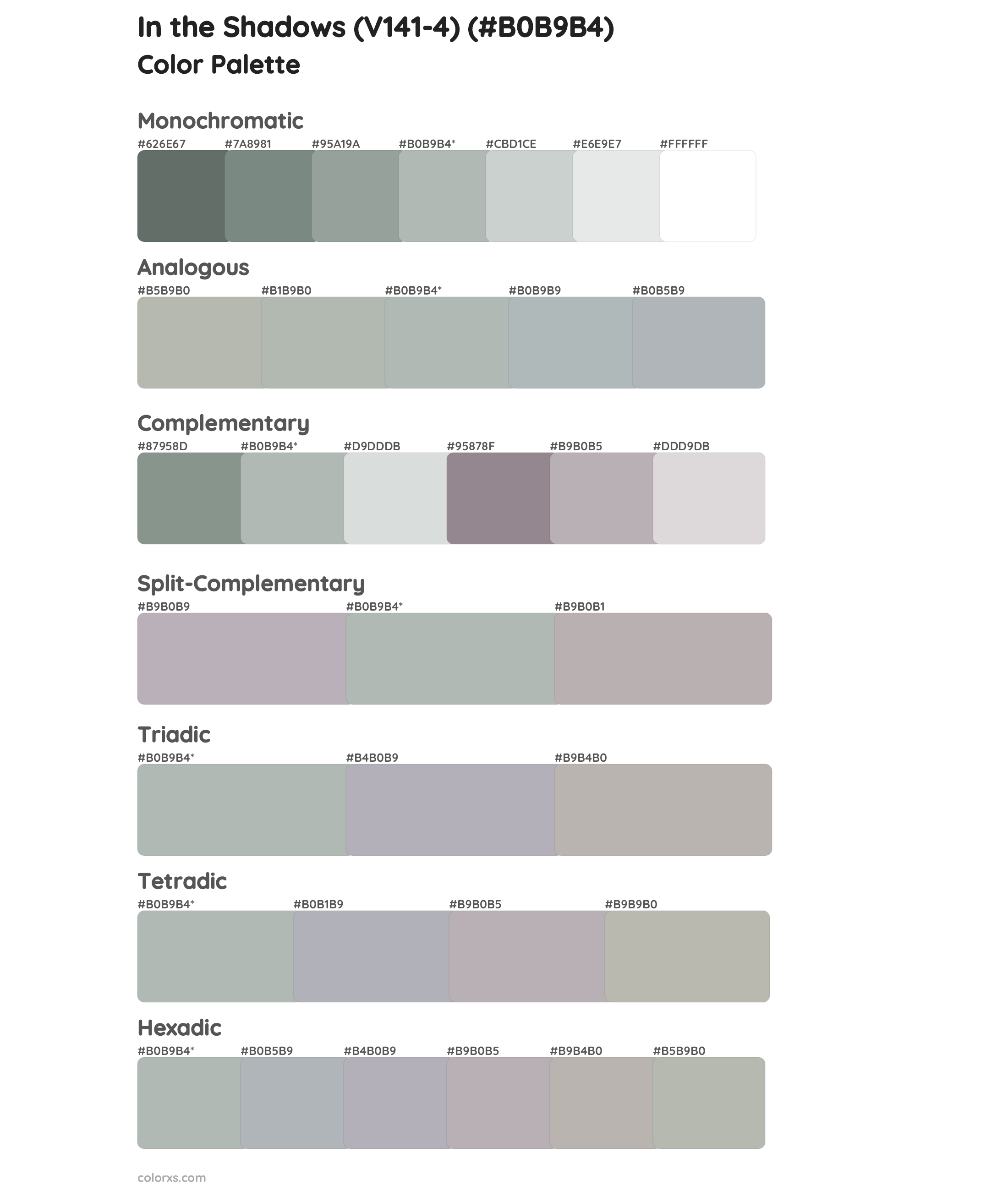 In the Shadows (V141-4) Color Scheme Palettes