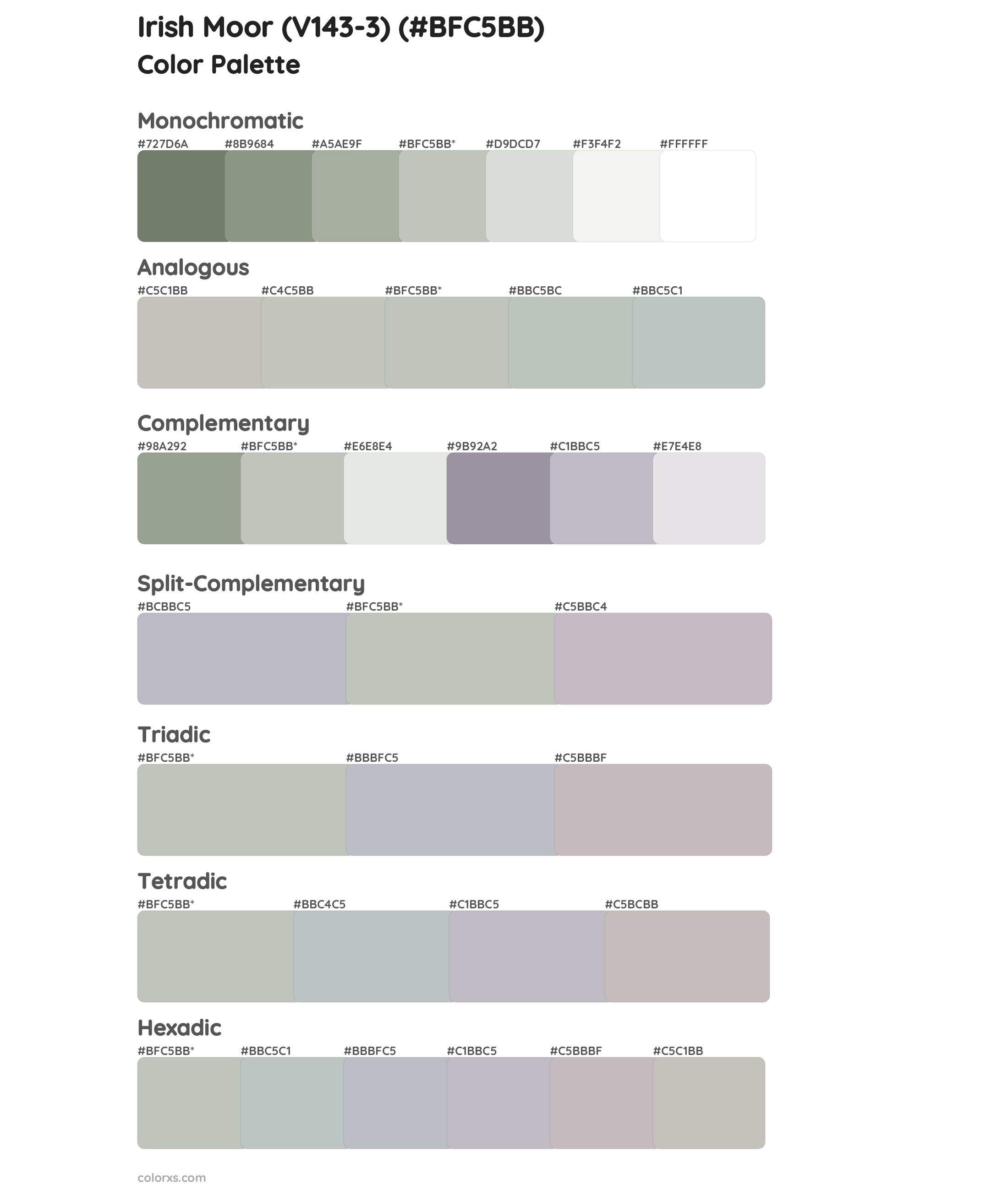 Irish Moor (V143-3) Color Scheme Palettes