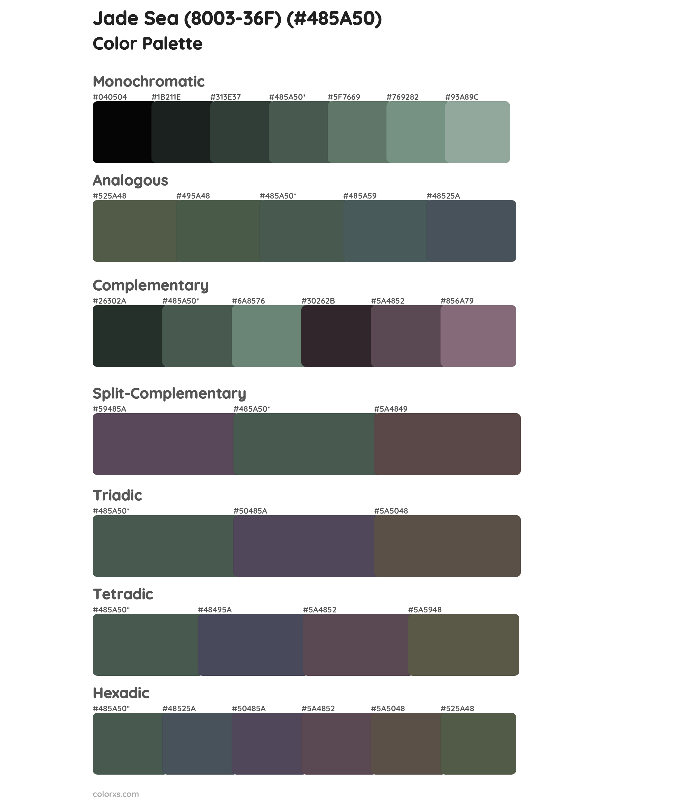 Jade Sea (8003-36F) Color Scheme Palettes