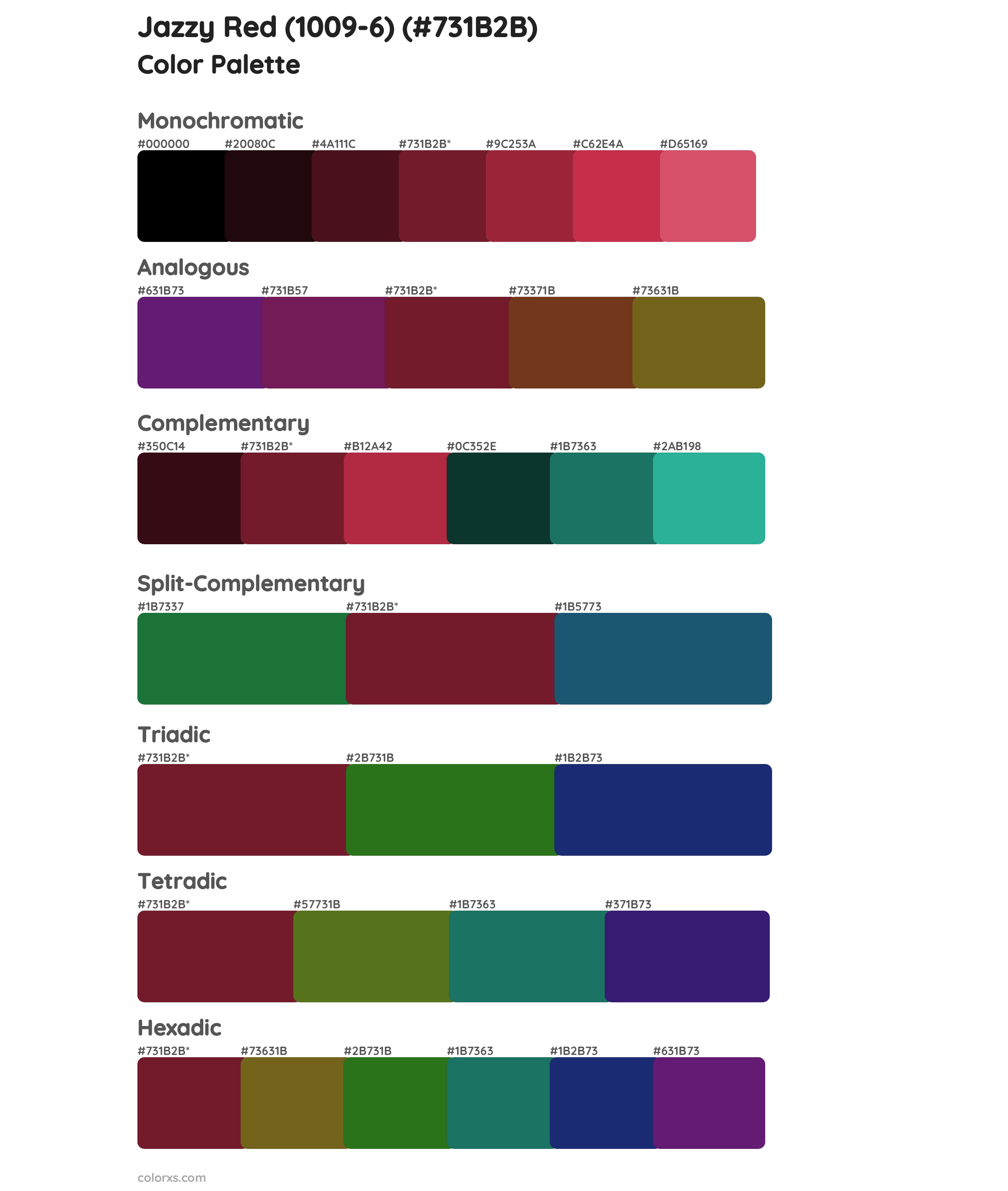 Jazzy Red (1009-6) Color Scheme Palettes