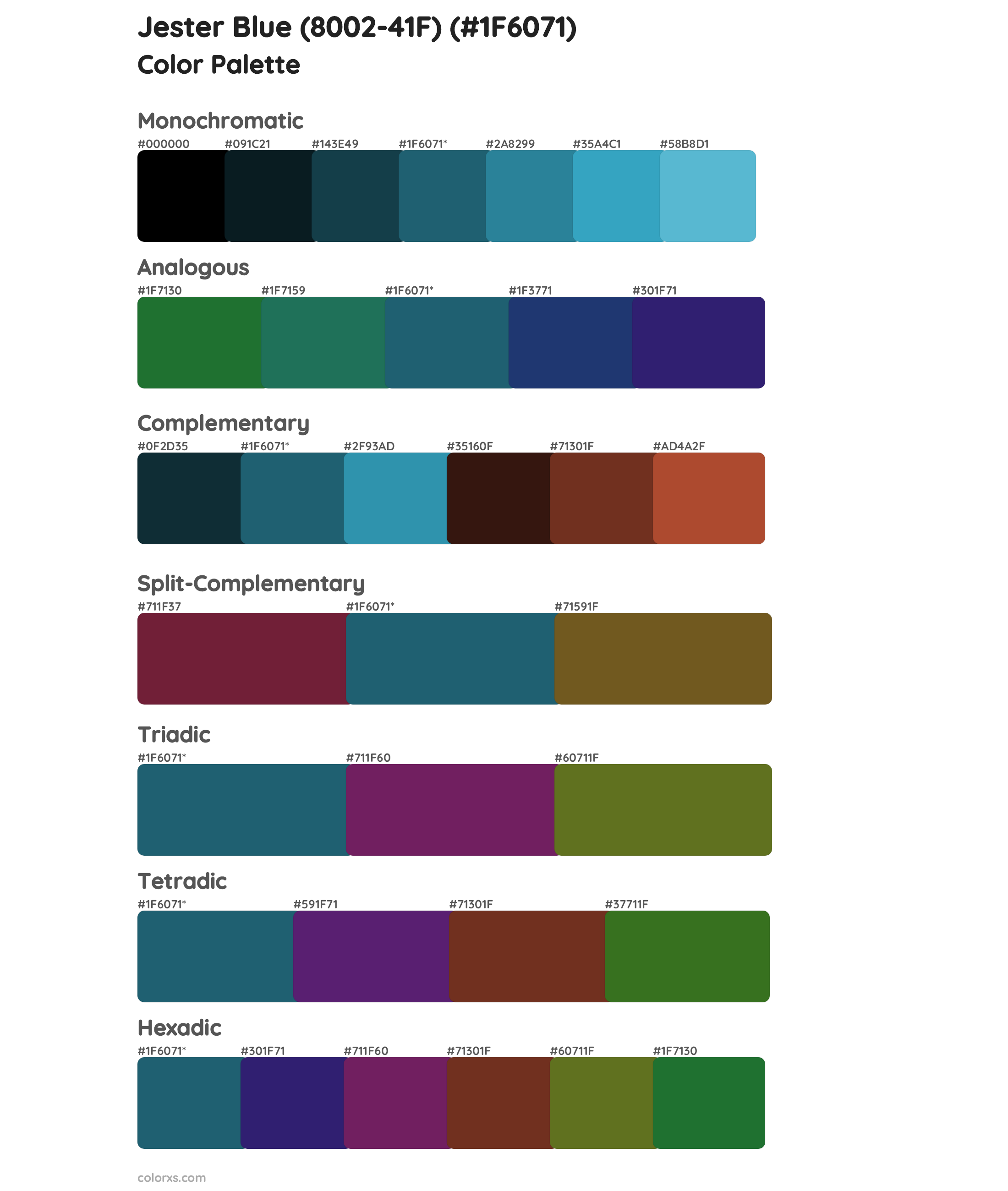 Jester Blue (8002-41F) Color Scheme Palettes