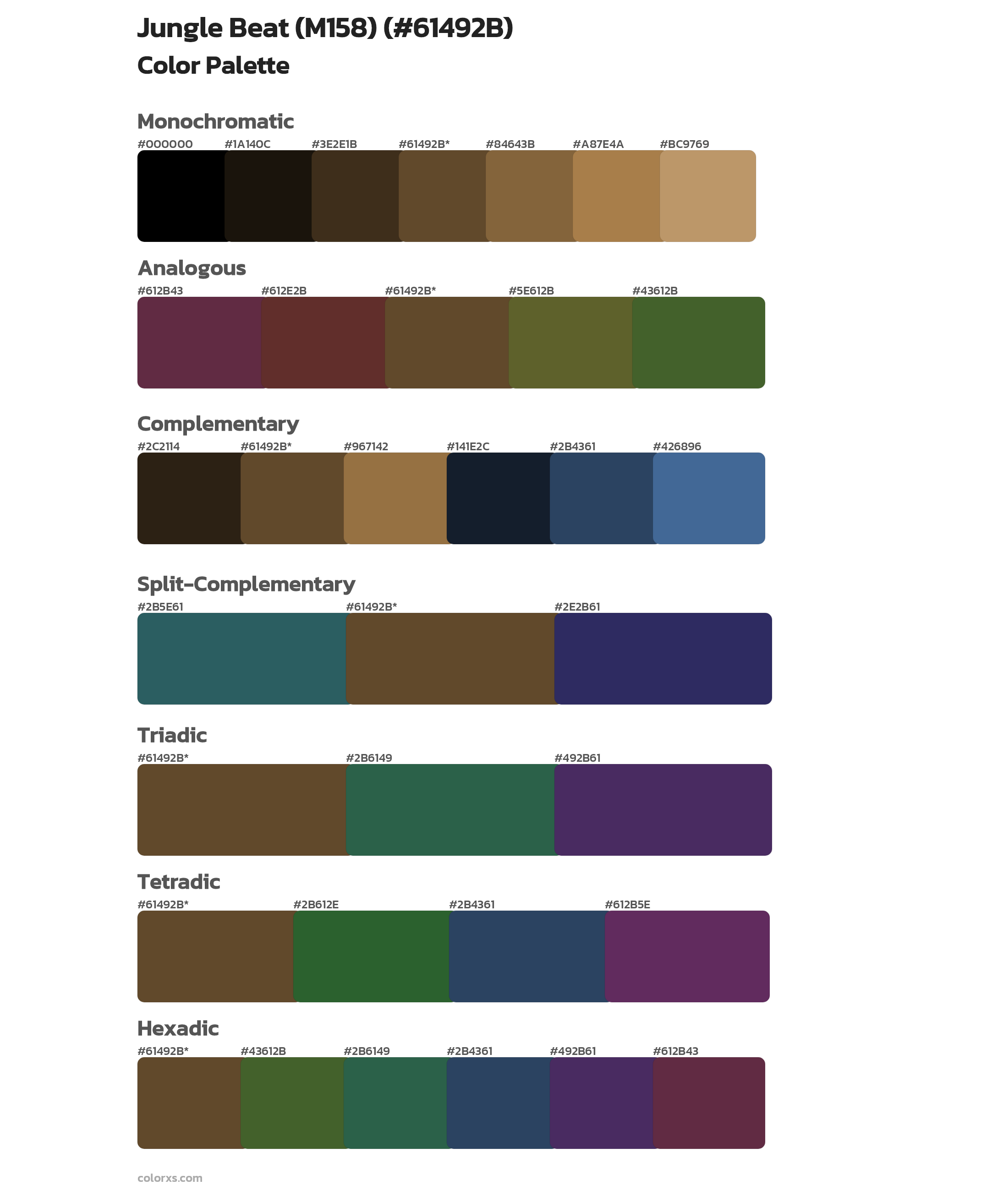 Jungle Beat (M158) Color Scheme Palettes