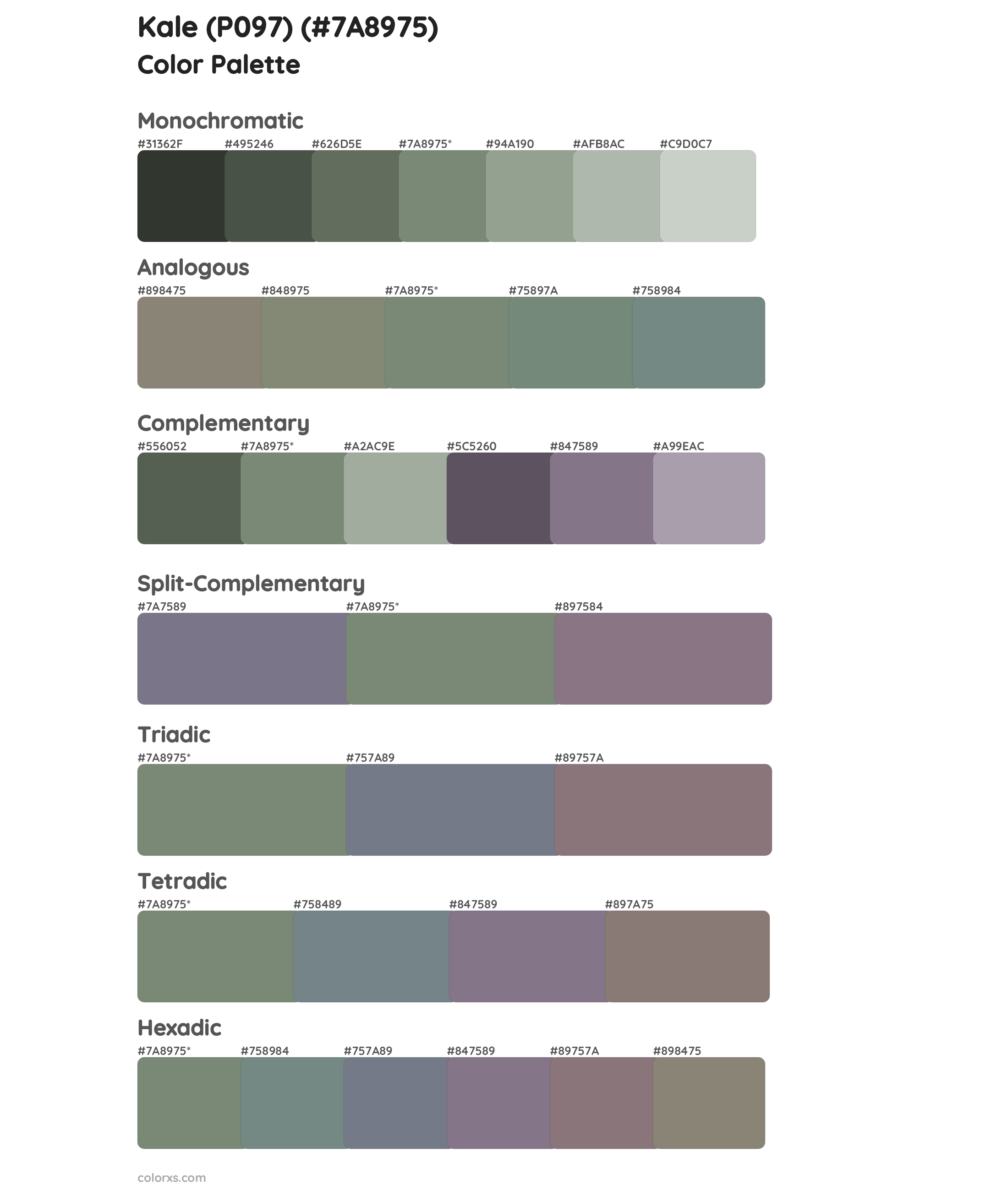 Kale (P097) Color Scheme Palettes