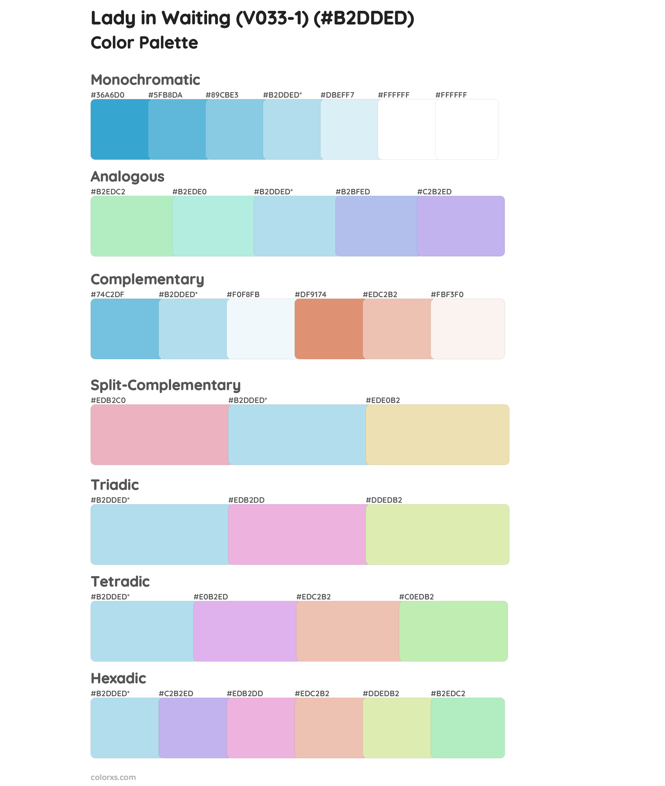 Lady in Waiting (V033-1) Color Scheme Palettes