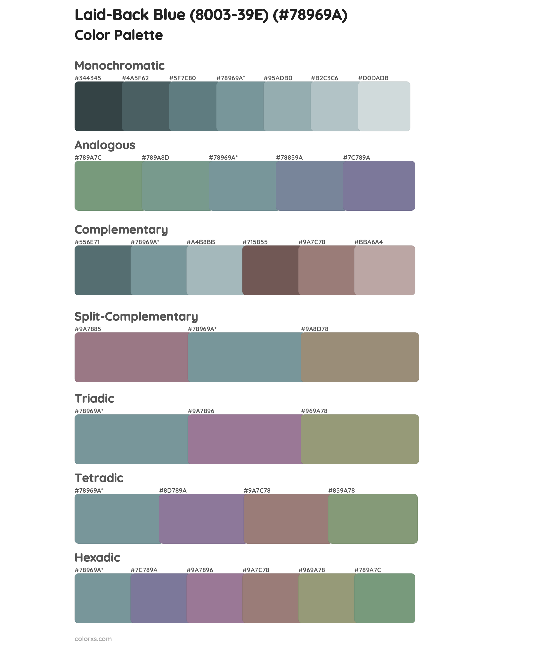 Laid-Back Blue (8003-39E) Color Scheme Palettes