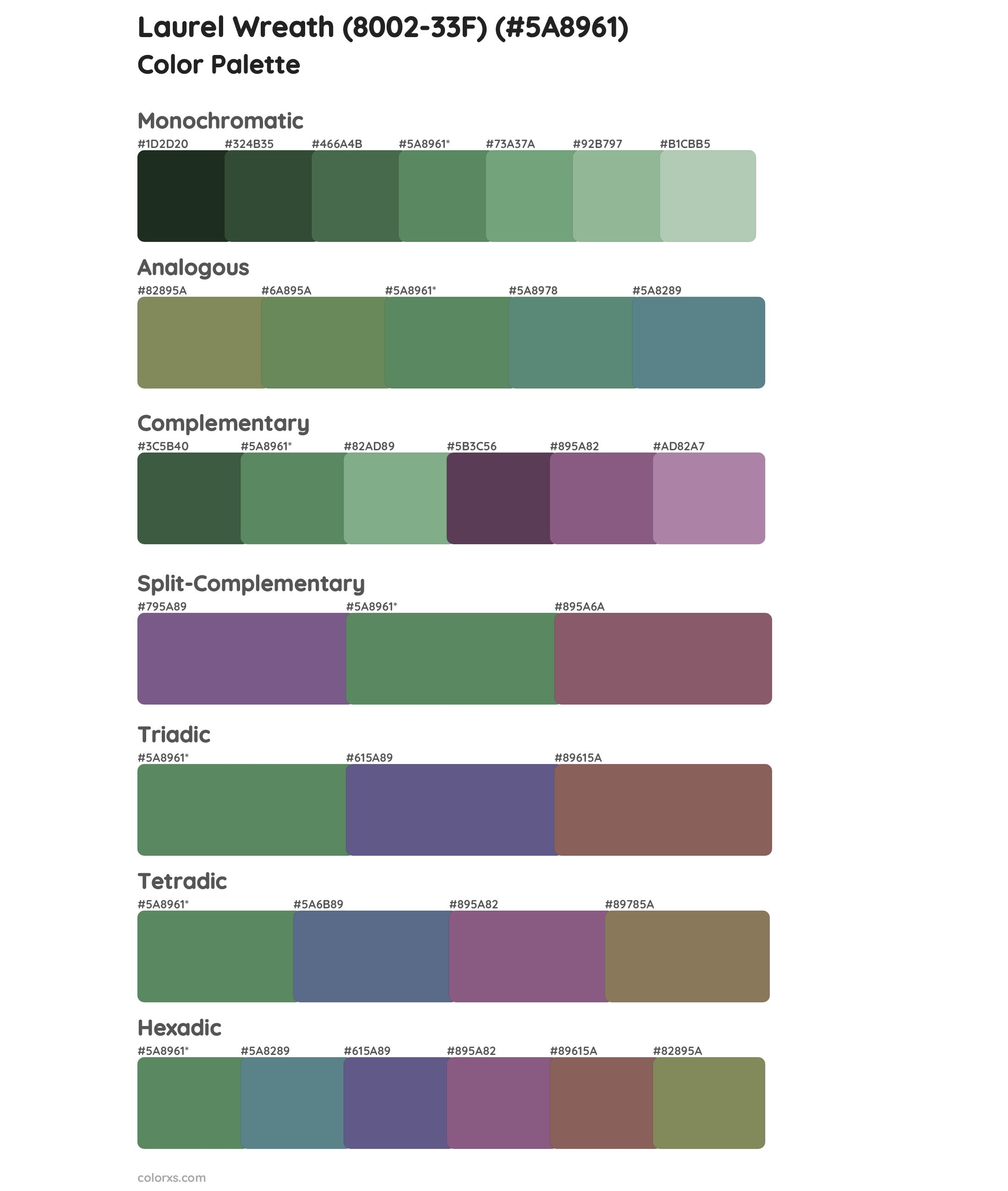 Laurel Wreath (8002-33F) Color Scheme Palettes