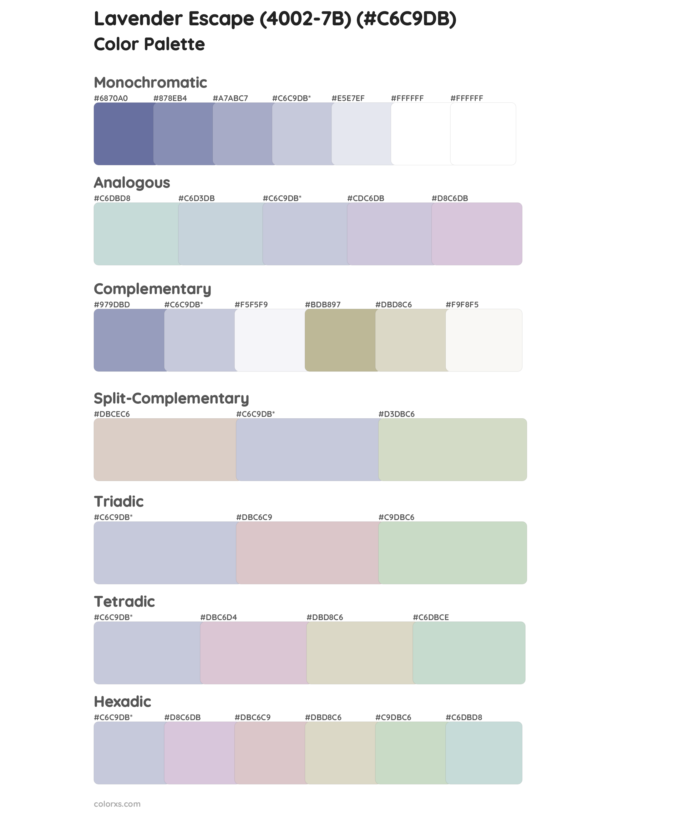 Lavender Escape (4002-7B) Color Scheme Palettes