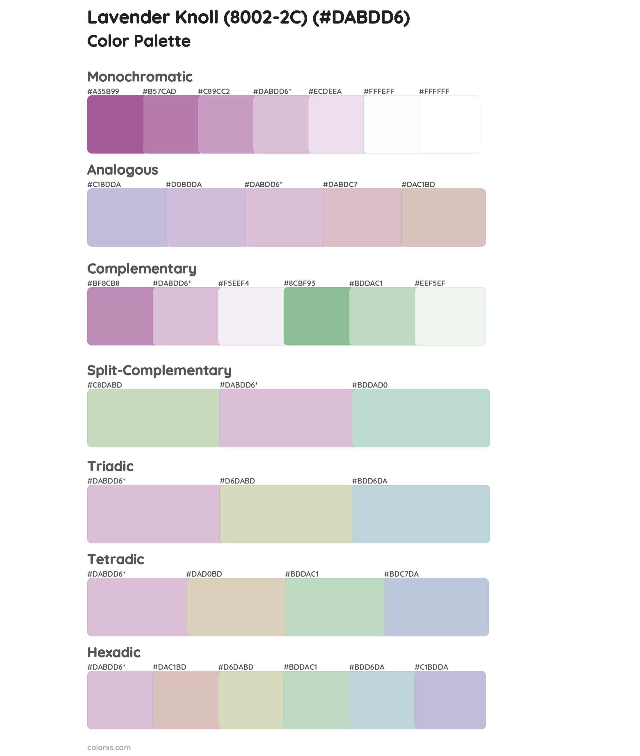 Lavender Knoll (8002-2C) Color Scheme Palettes