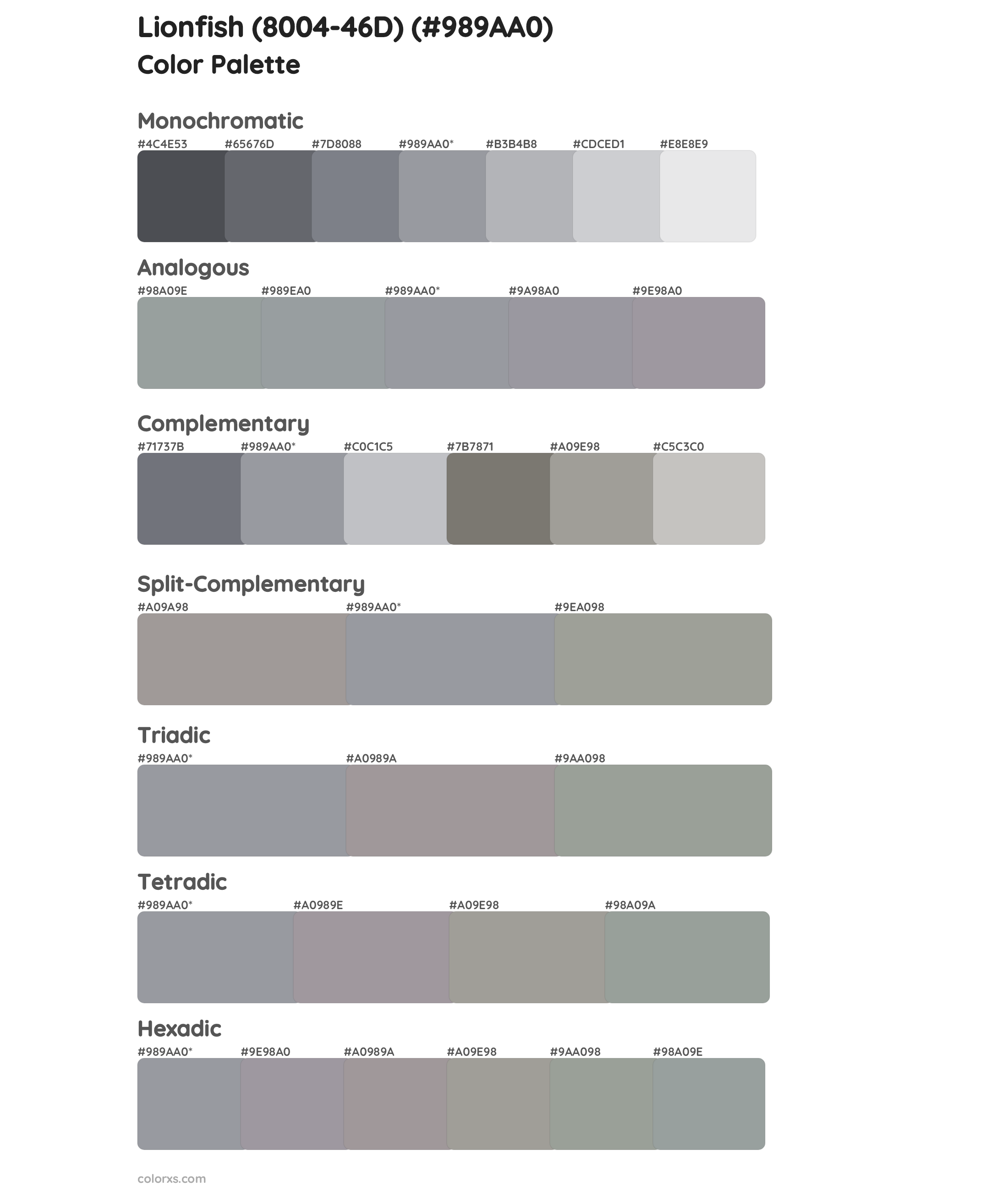 Lionfish (8004-46D) Color Scheme Palettes