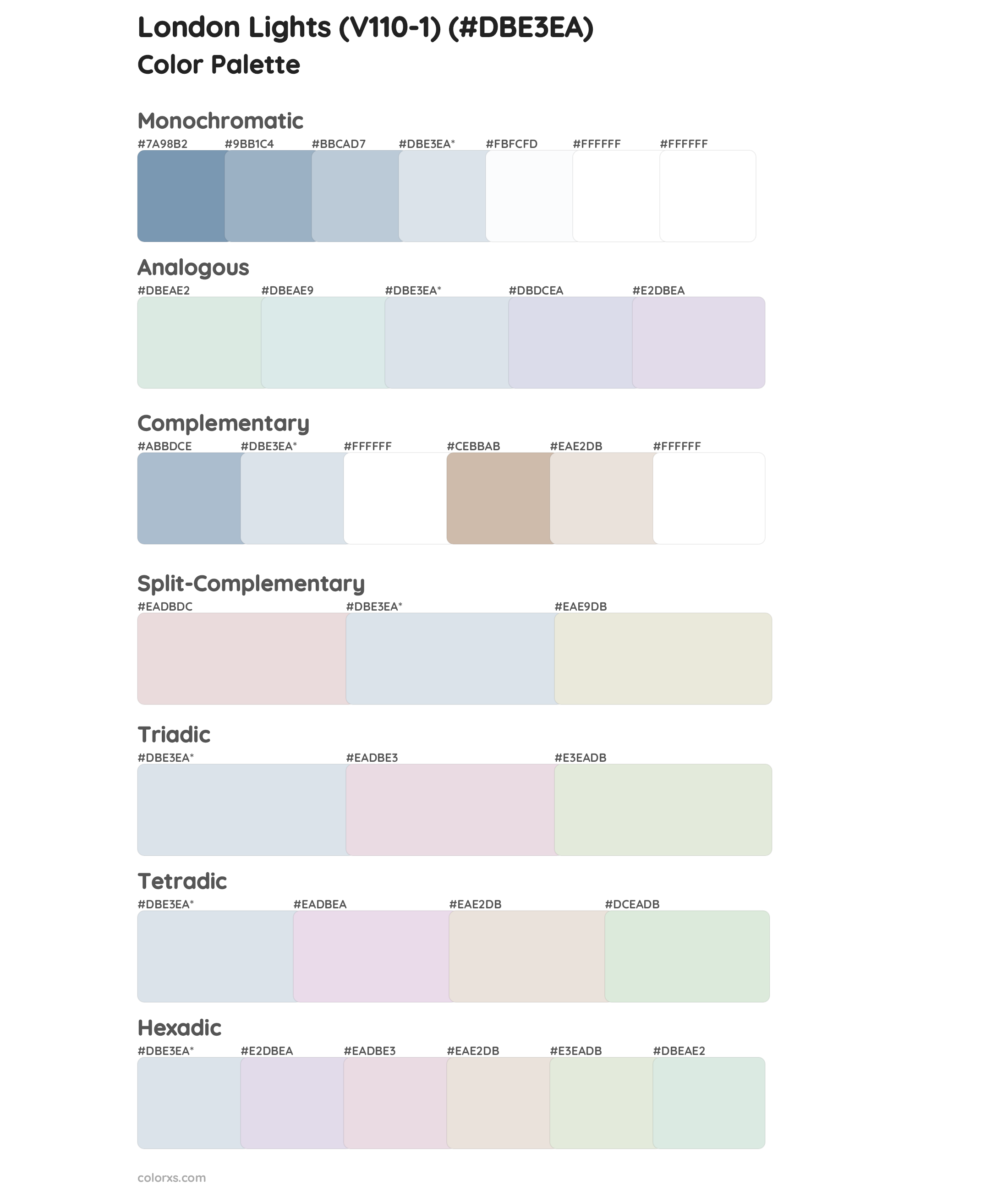 London Lights (V110-1) Color Scheme Palettes