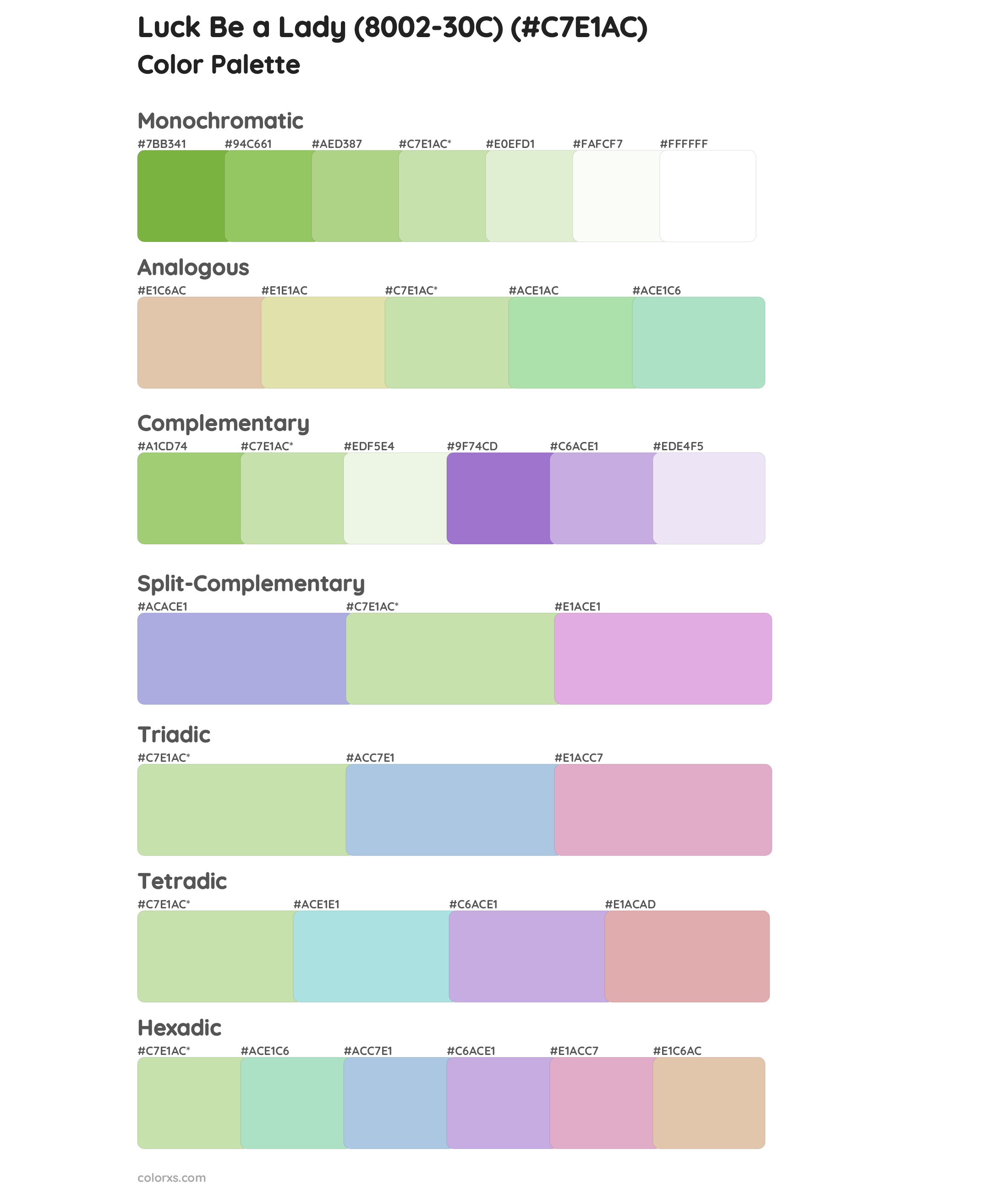 Luck Be a Lady (8002-30C) Color Scheme Palettes