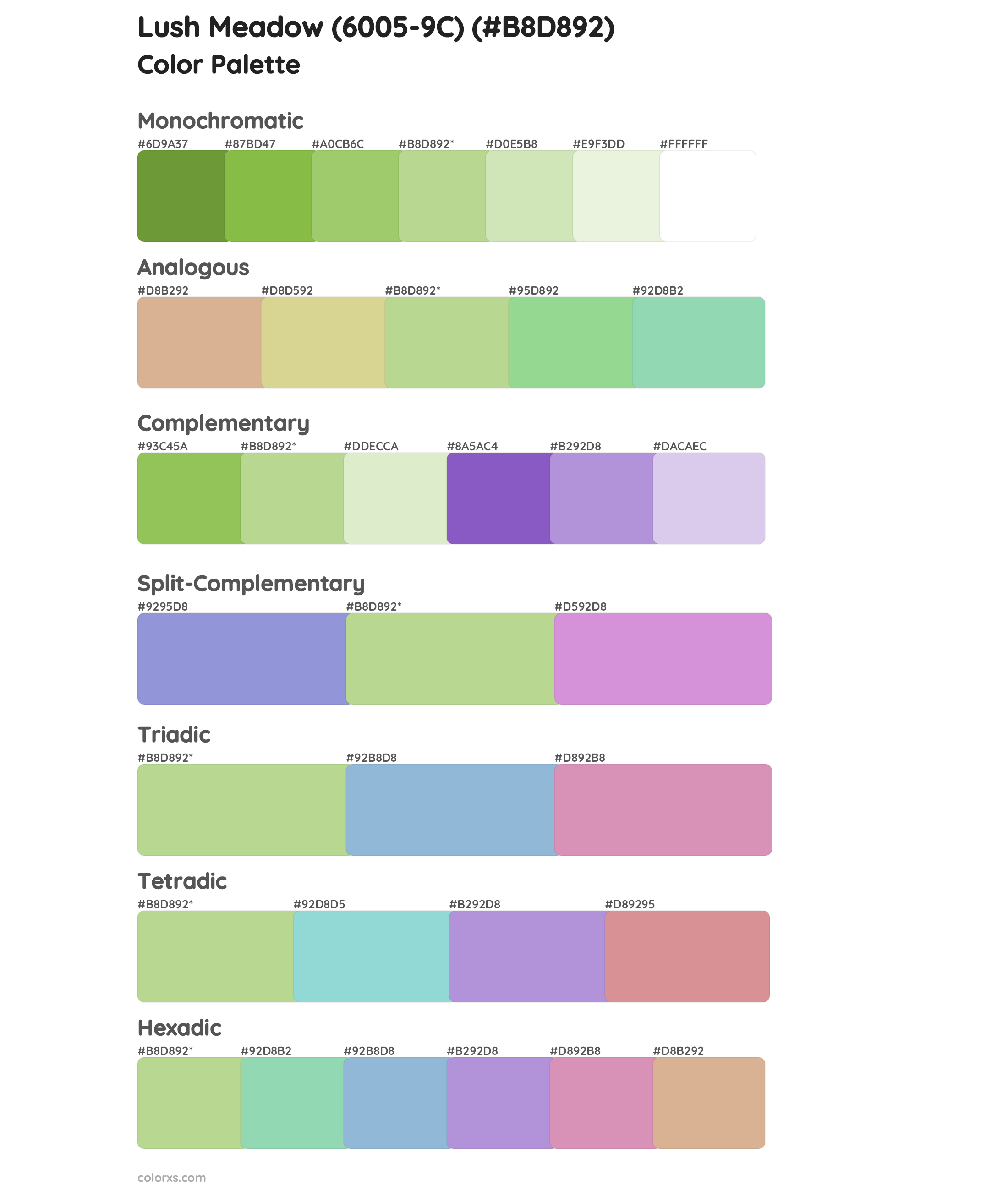 Lush Meadow (6005-9C) Color Scheme Palettes