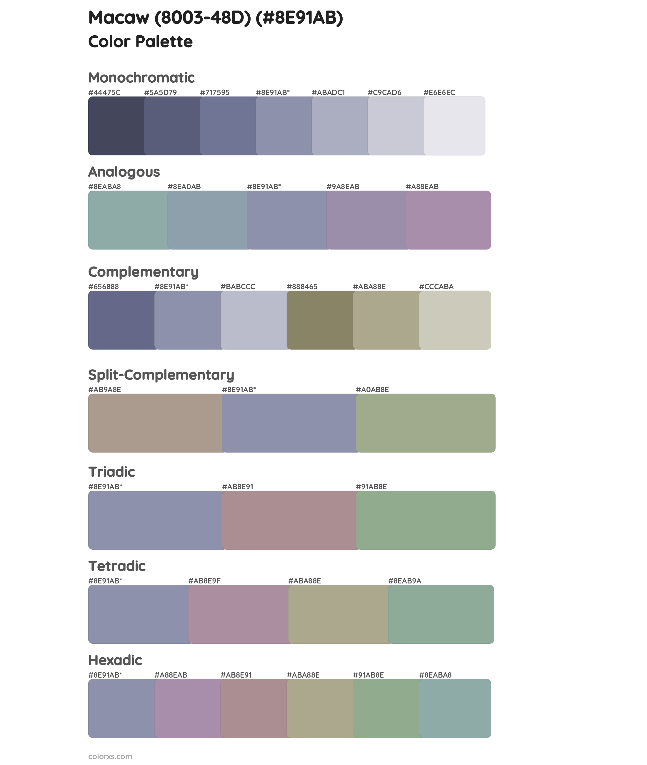 Macaw (8003-48D) Color Scheme Palettes