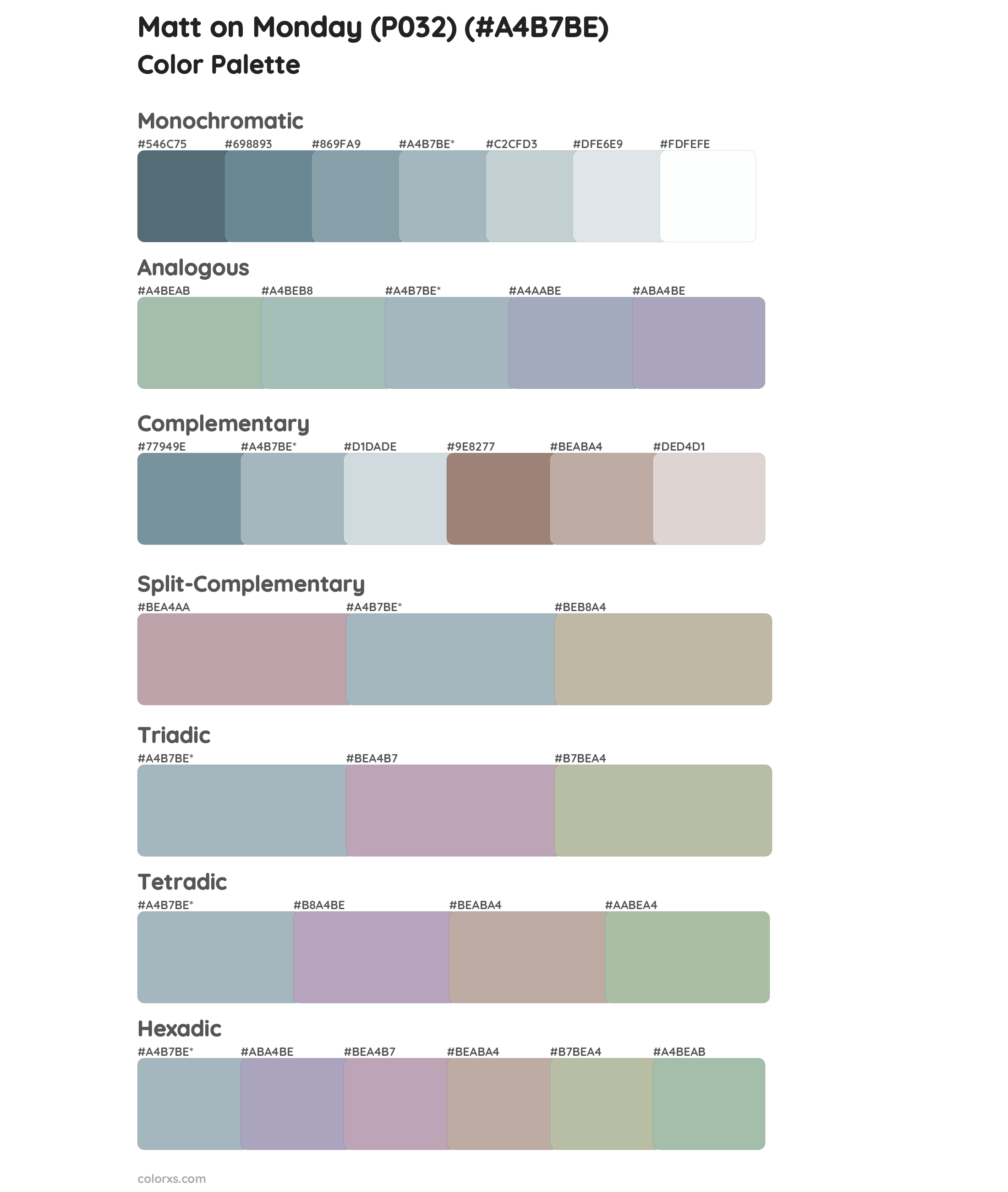 Matt on Monday (P032) Color Scheme Palettes