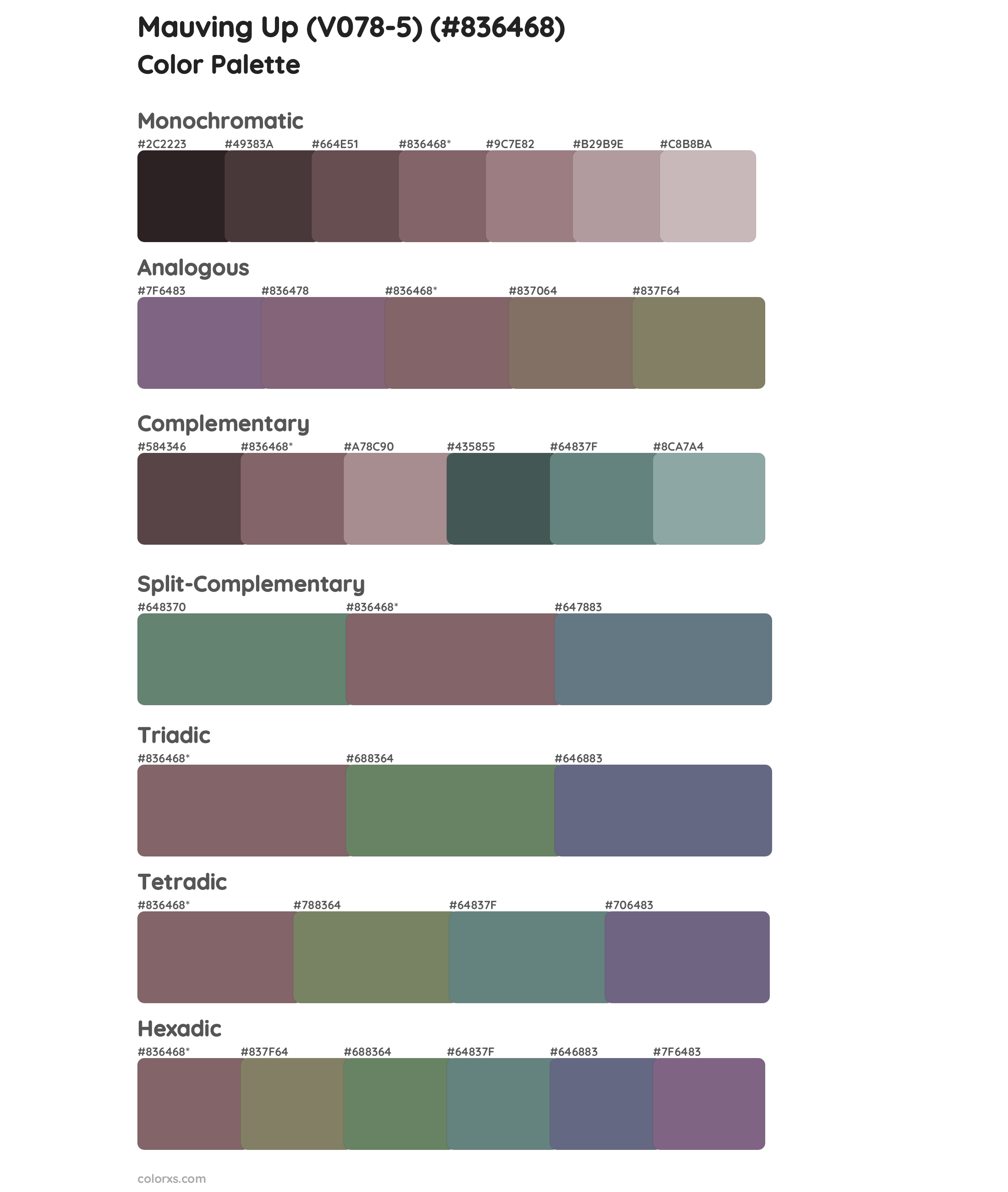 Mauving Up (V078-5) Color Scheme Palettes