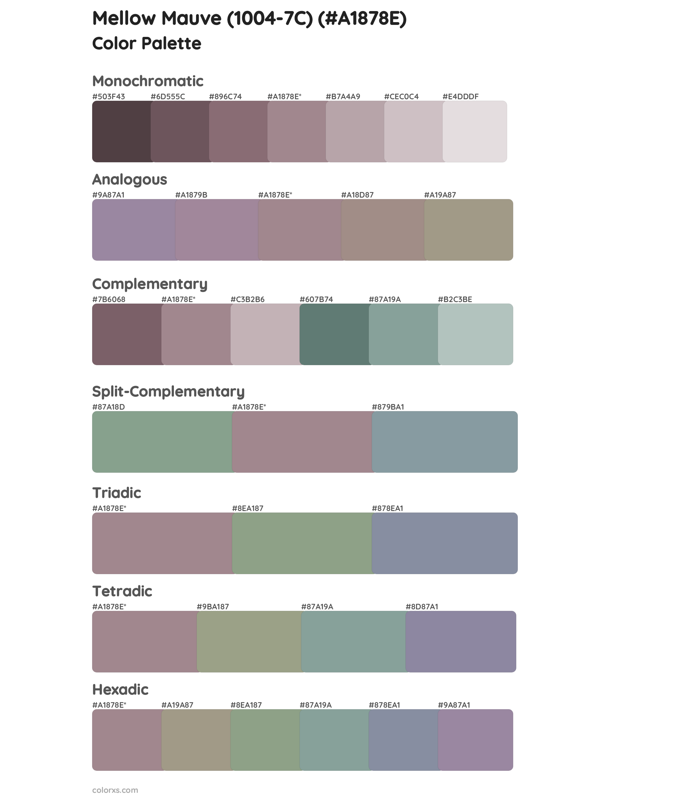 Mellow Mauve (1004-7C) Color Scheme Palettes