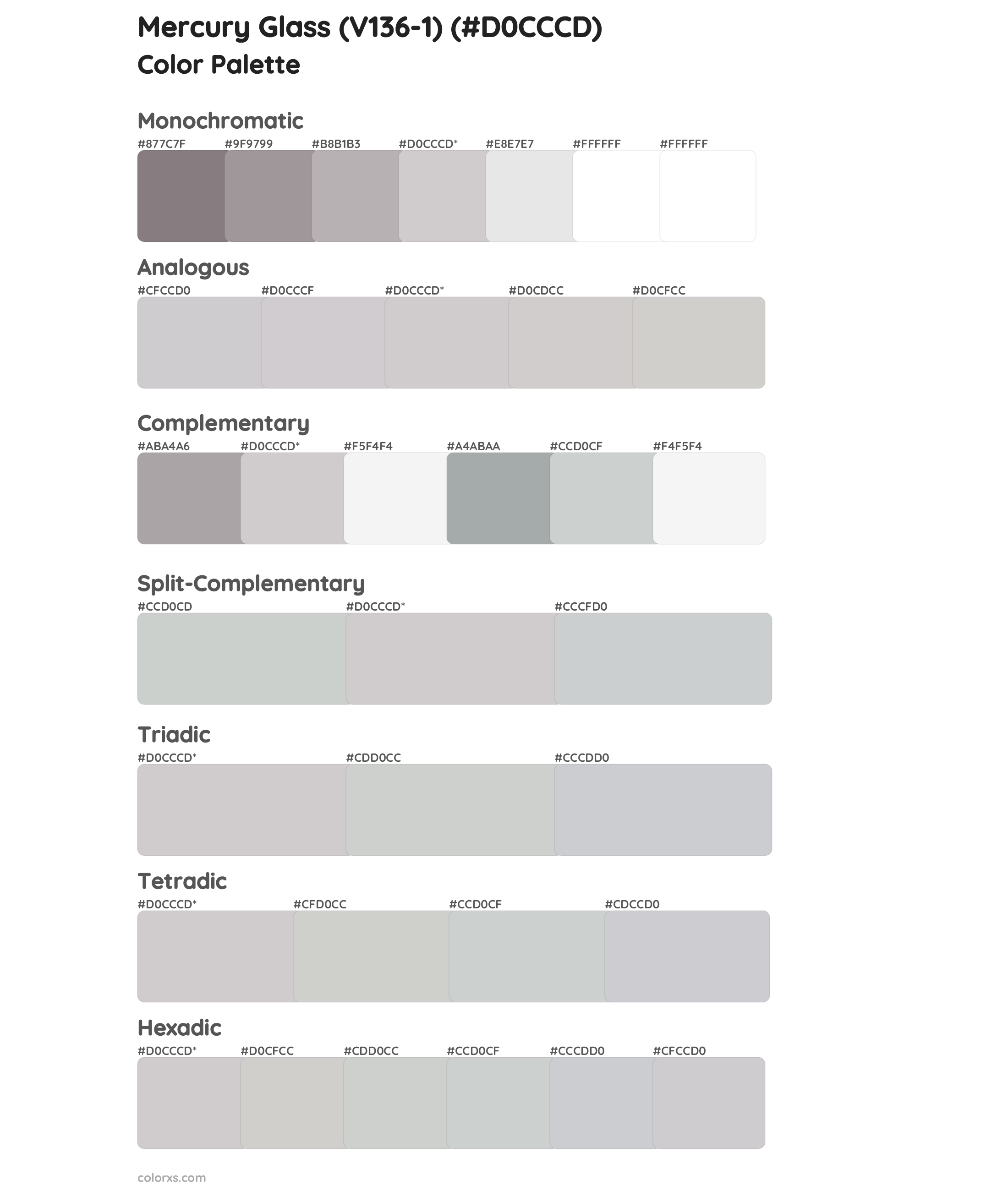 Mercury Glass (V136-1) Color Scheme Palettes