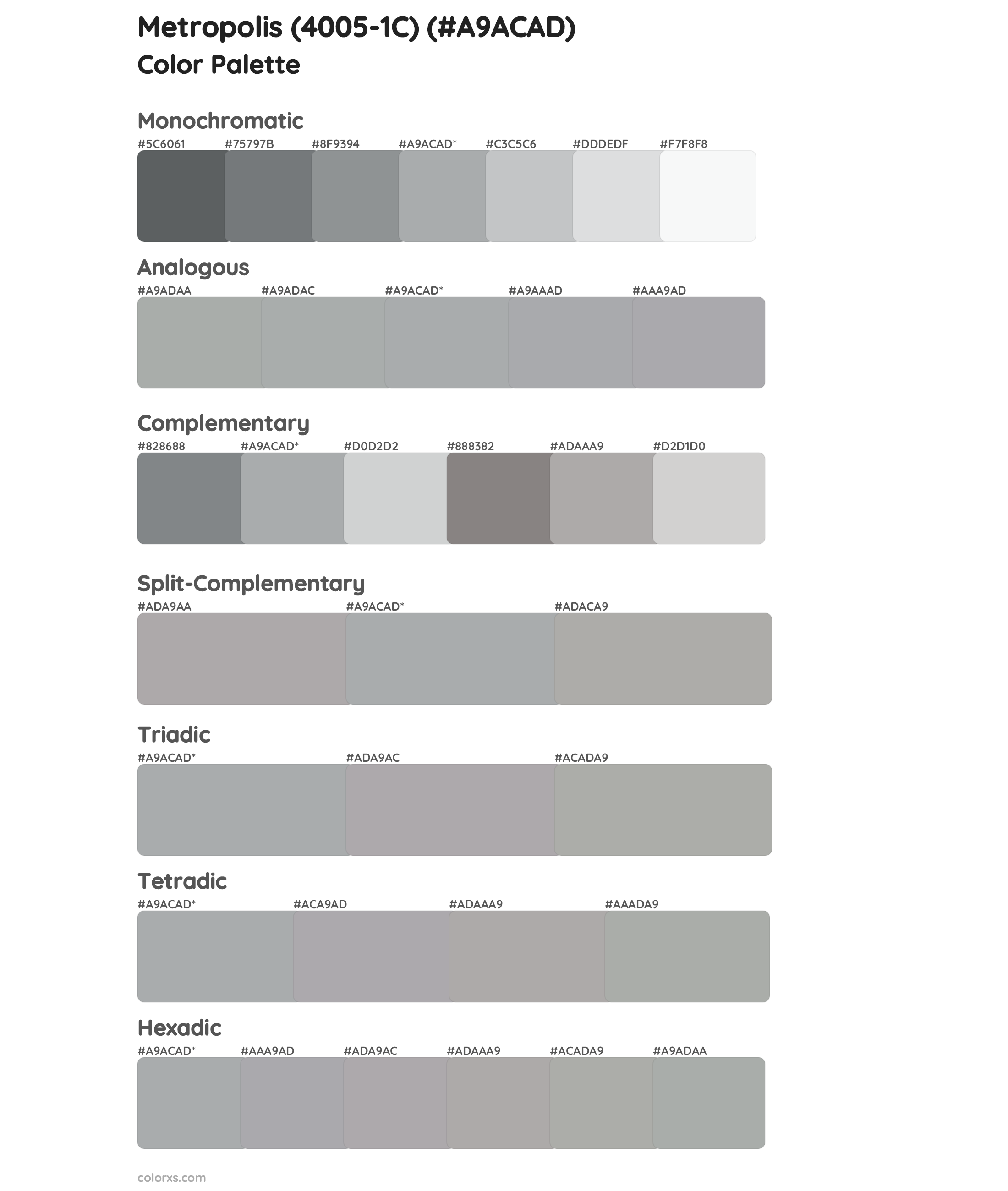 Metropolis (4005-1C) Color Scheme Palettes