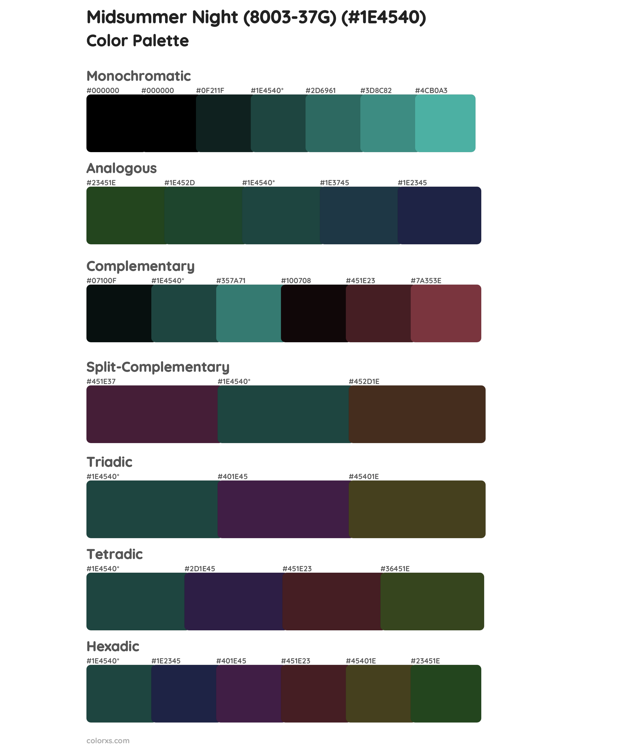 Midsummer Night (8003-37G) Color Scheme Palettes