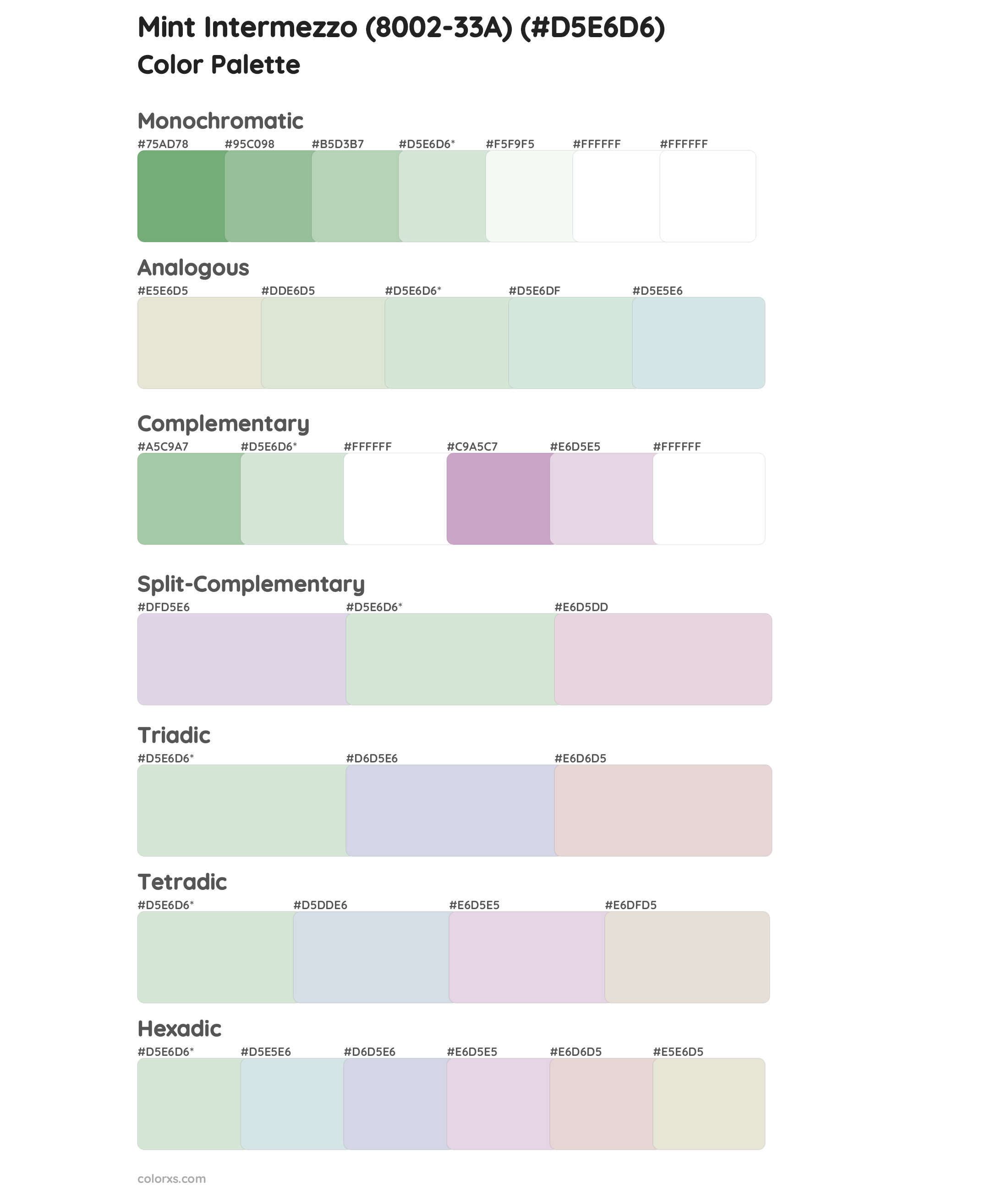 Mint Intermezzo (8002-33A) Color Scheme Palettes