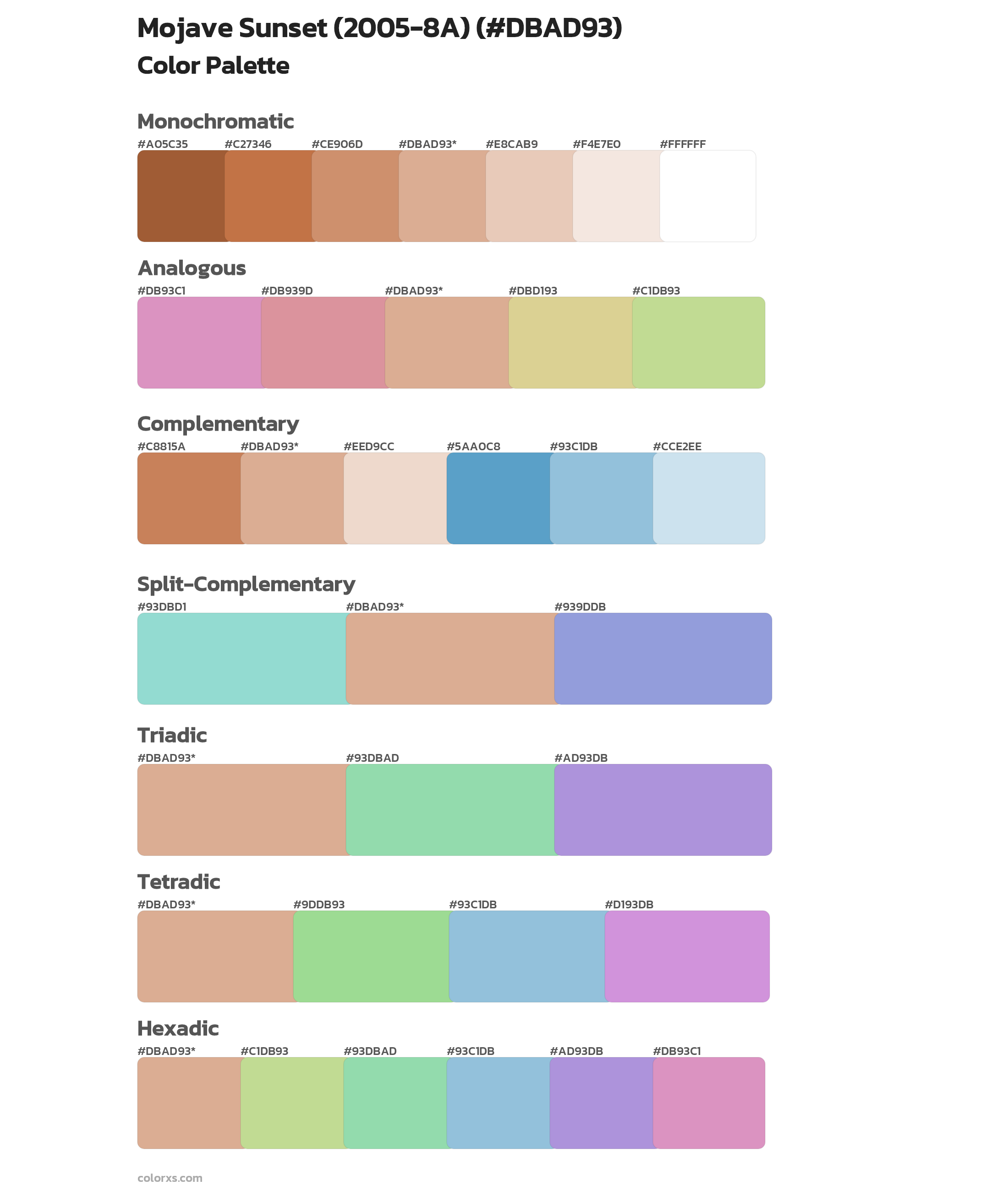 Mojave Sunset (2005-8A) Color Scheme Palettes