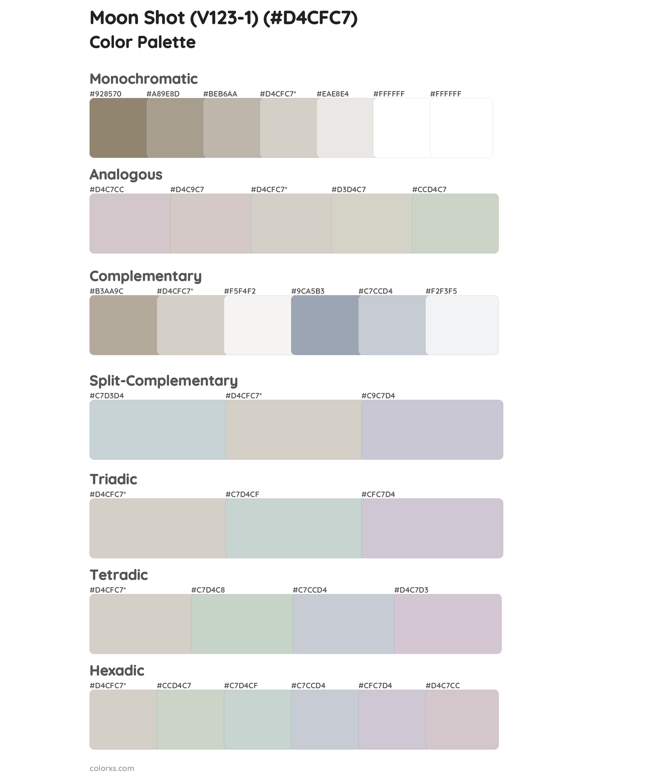 Moon Shot (V123-1) Color Scheme Palettes