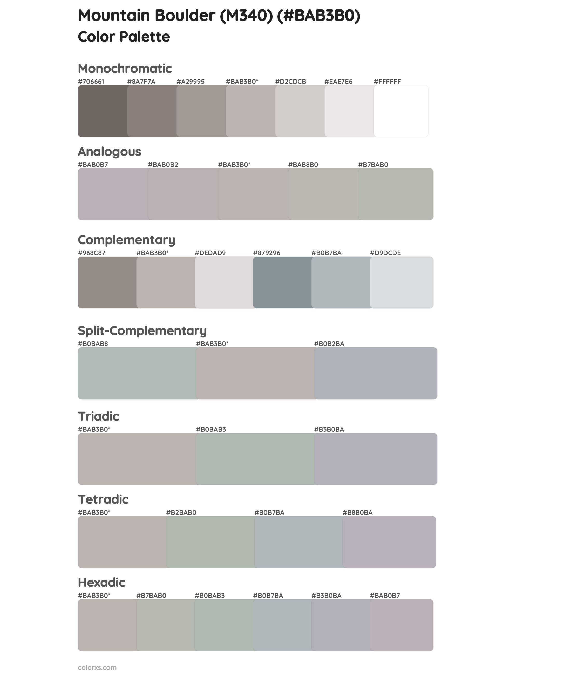 Mountain Boulder (M340) Color Scheme Palettes