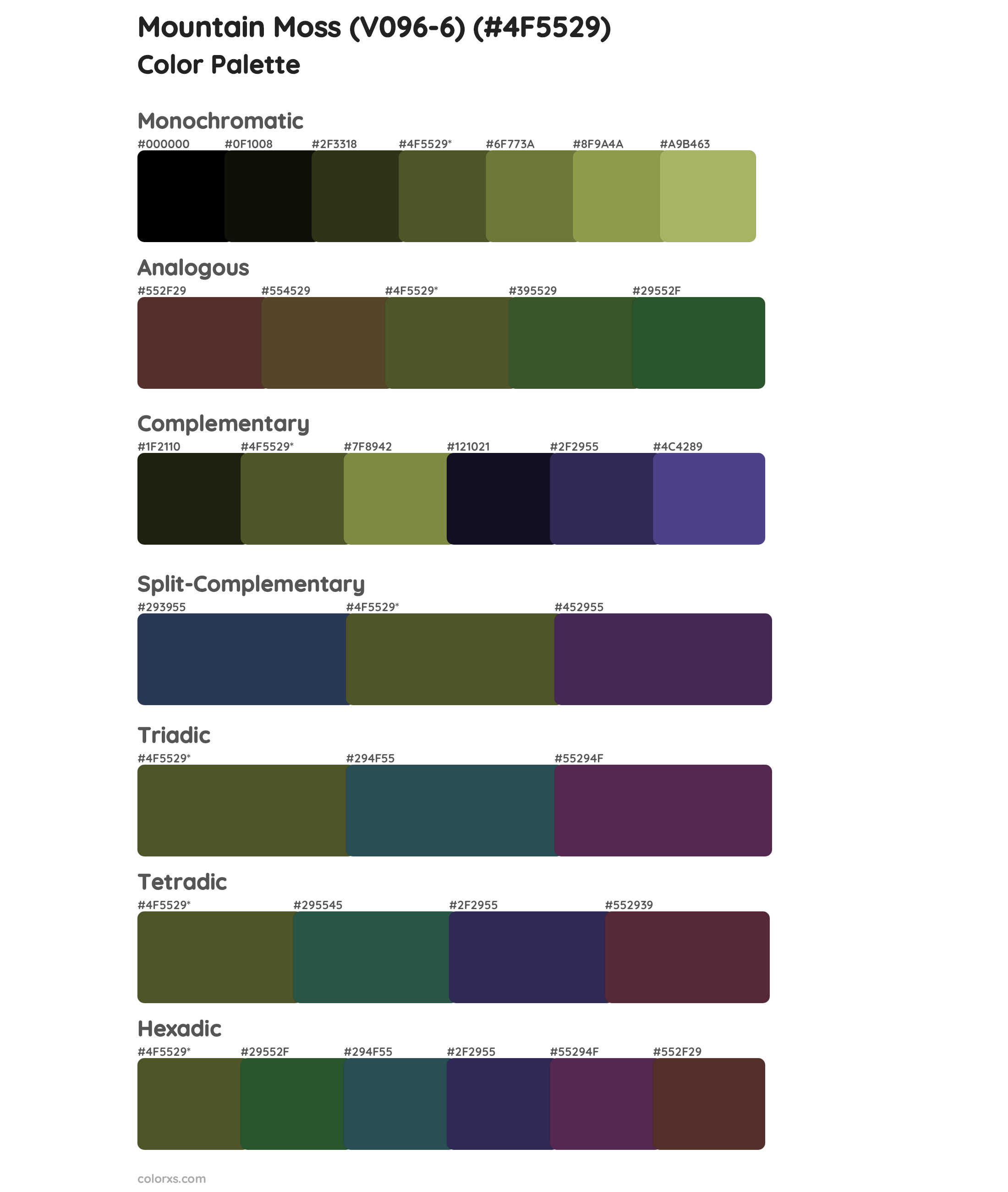 Mountain Moss (V096-6) Color Scheme Palettes