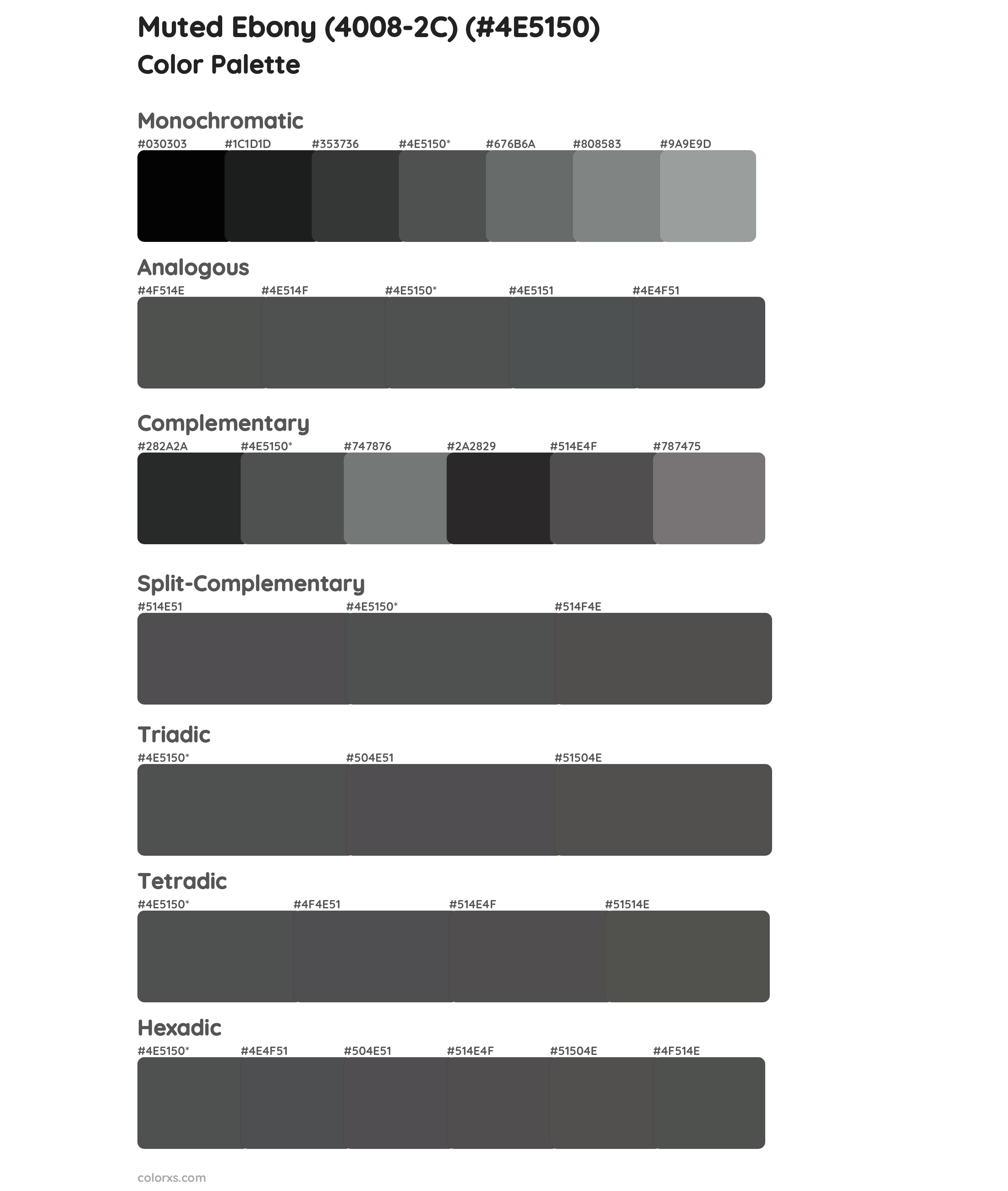 Muted Ebony (4008-2C) Color Scheme Palettes