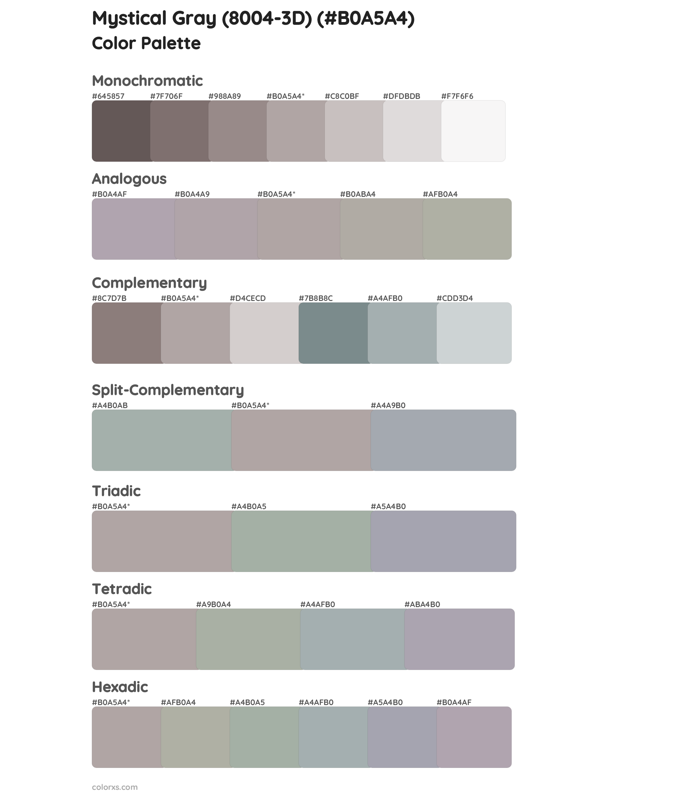 Mystical Gray (8004-3D) Color Scheme Palettes