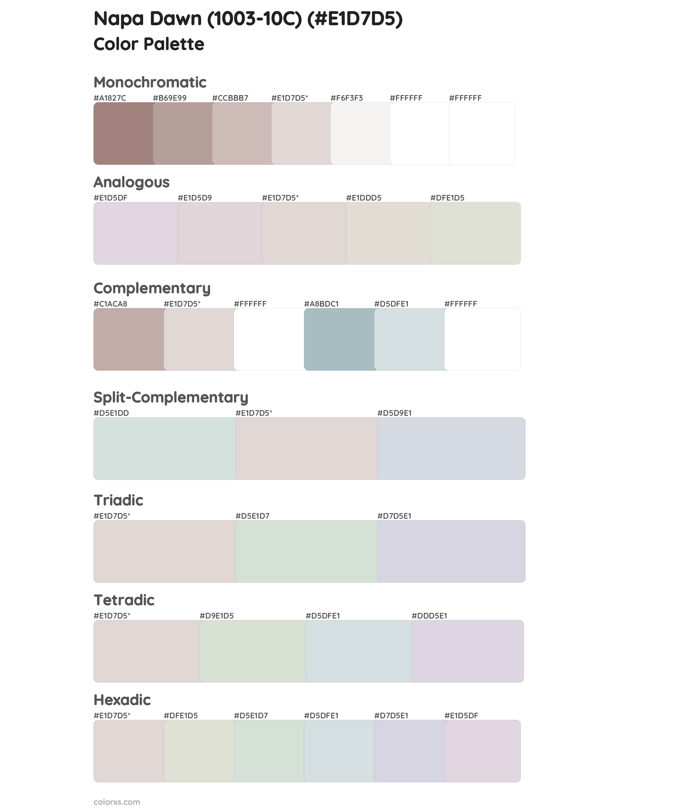 Napa Dawn (1003-10C) Color Scheme Palettes