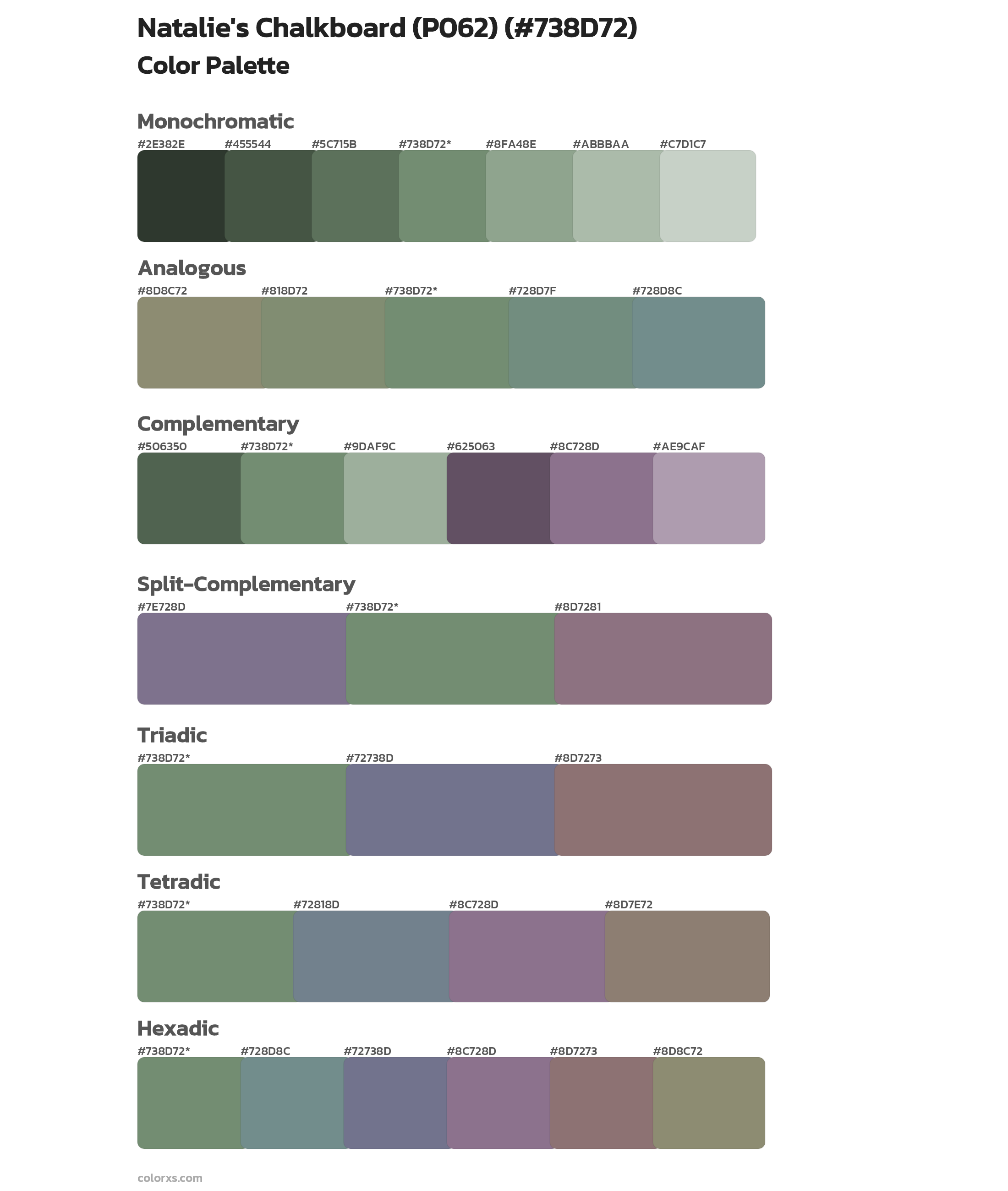 Natalie's Chalkboard (P062) Color Scheme Palettes