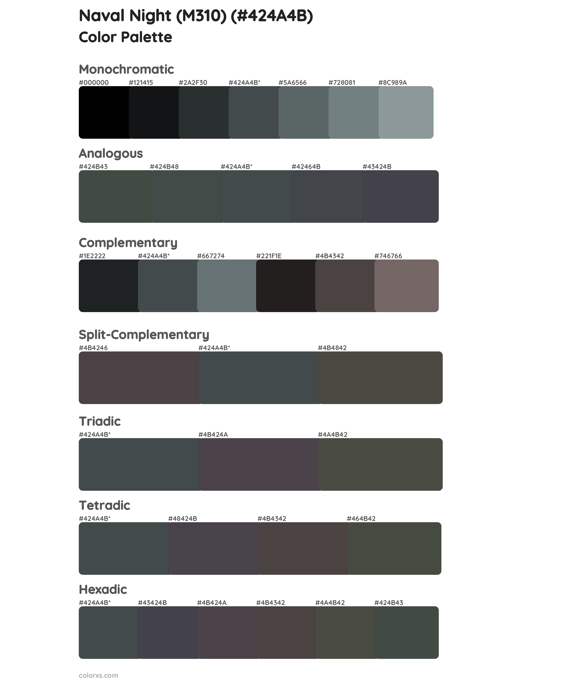 Naval Night (M310) Color Scheme Palettes