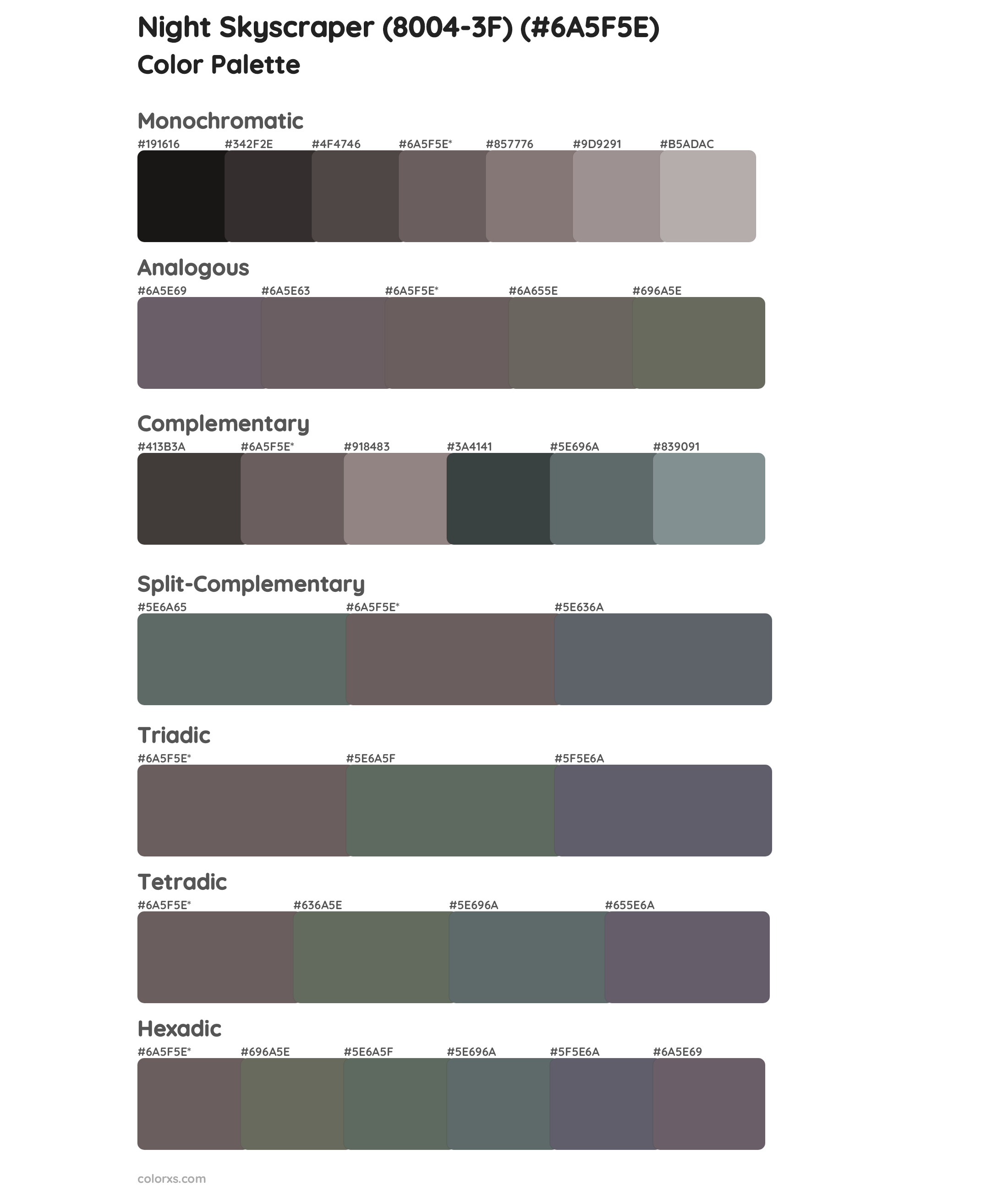 Night Skyscraper (8004-3F) Color Scheme Palettes