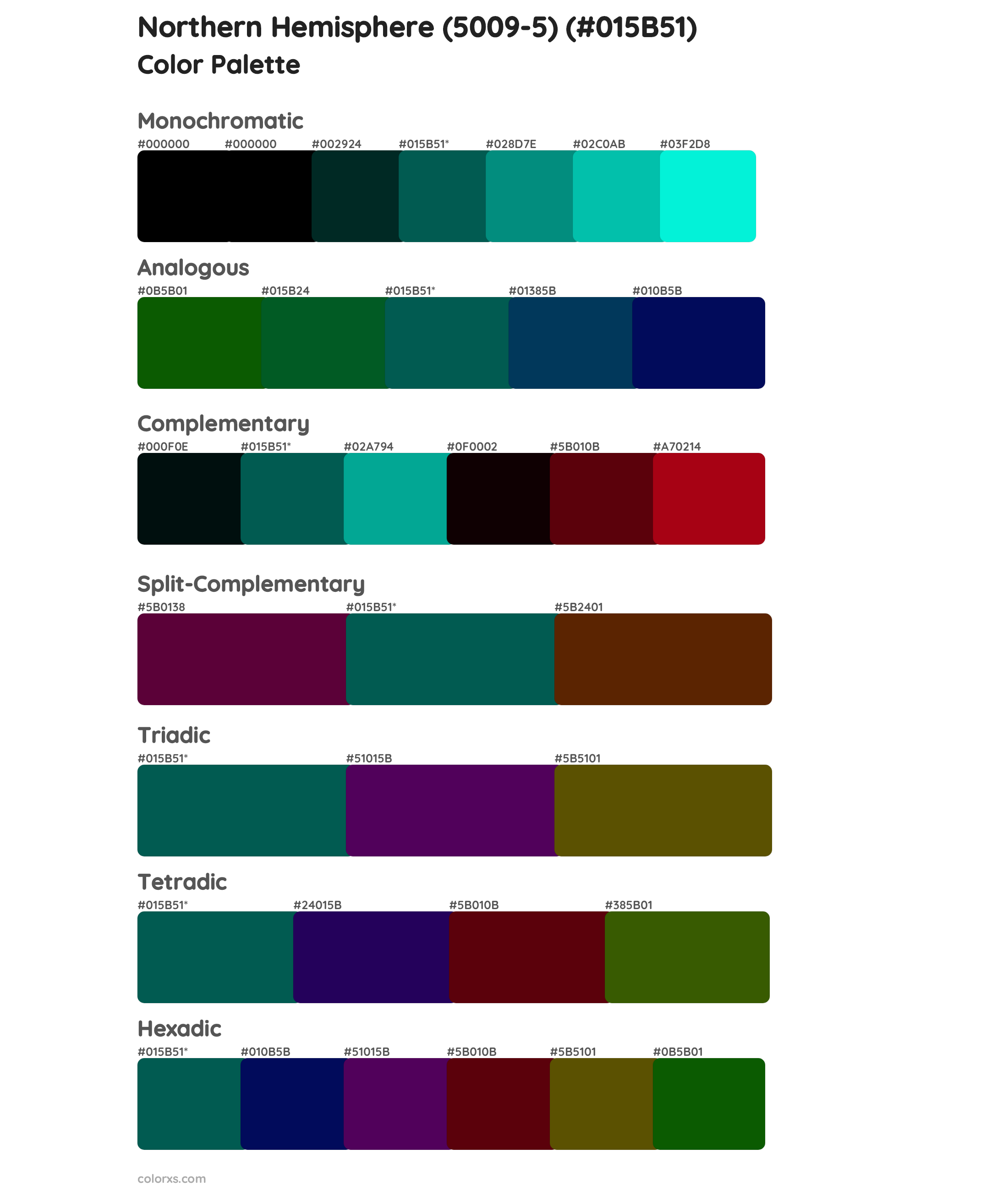 Northern Hemisphere (5009-5) Color Scheme Palettes