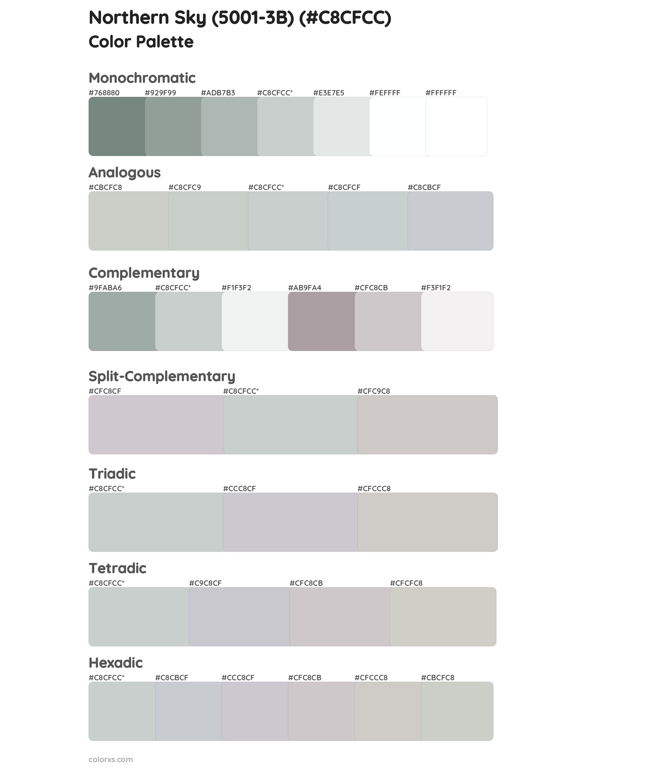 Northern Sky (5001-3B) Color Scheme Palettes