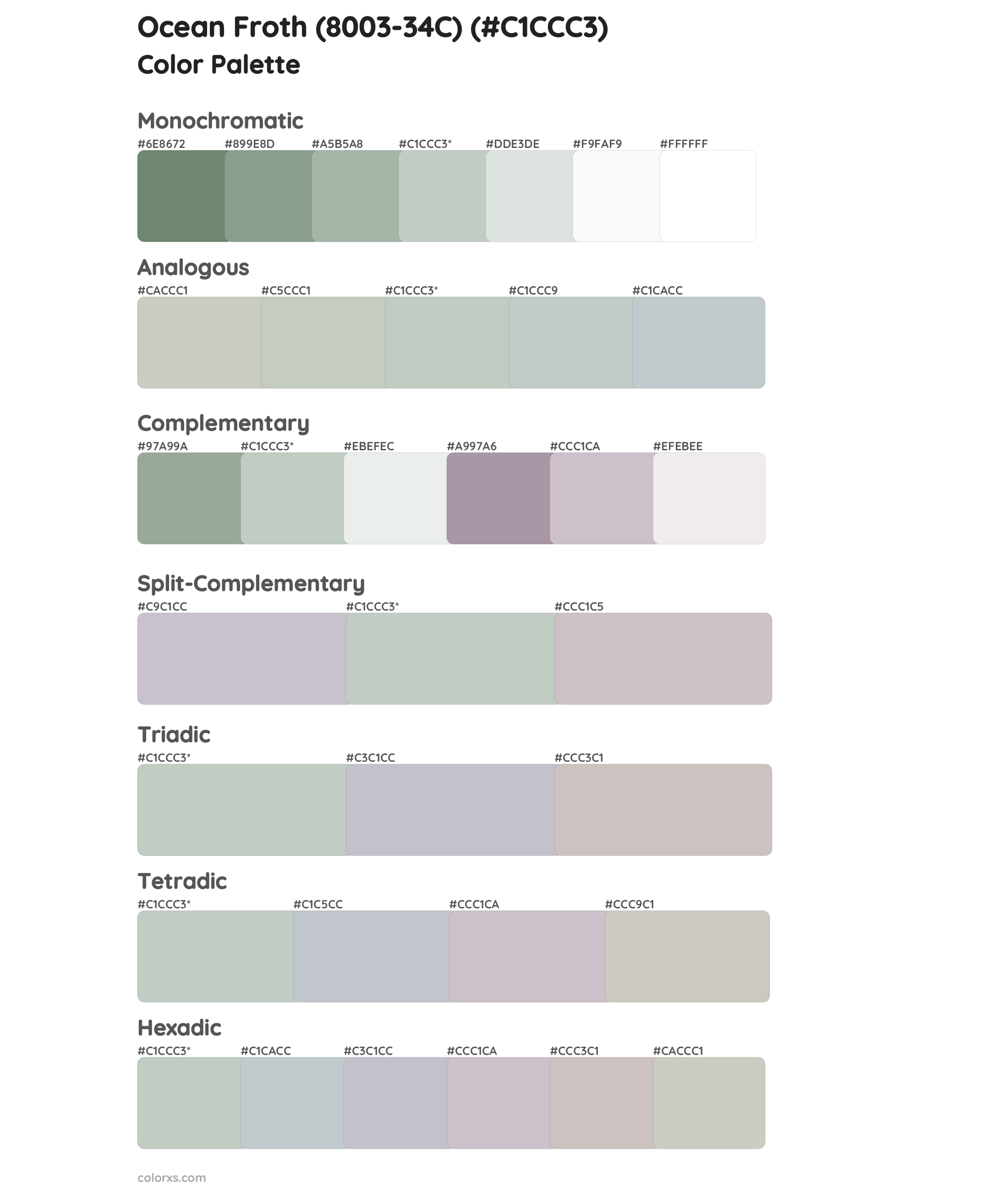 Ocean Froth (8003-34C) Color Scheme Palettes