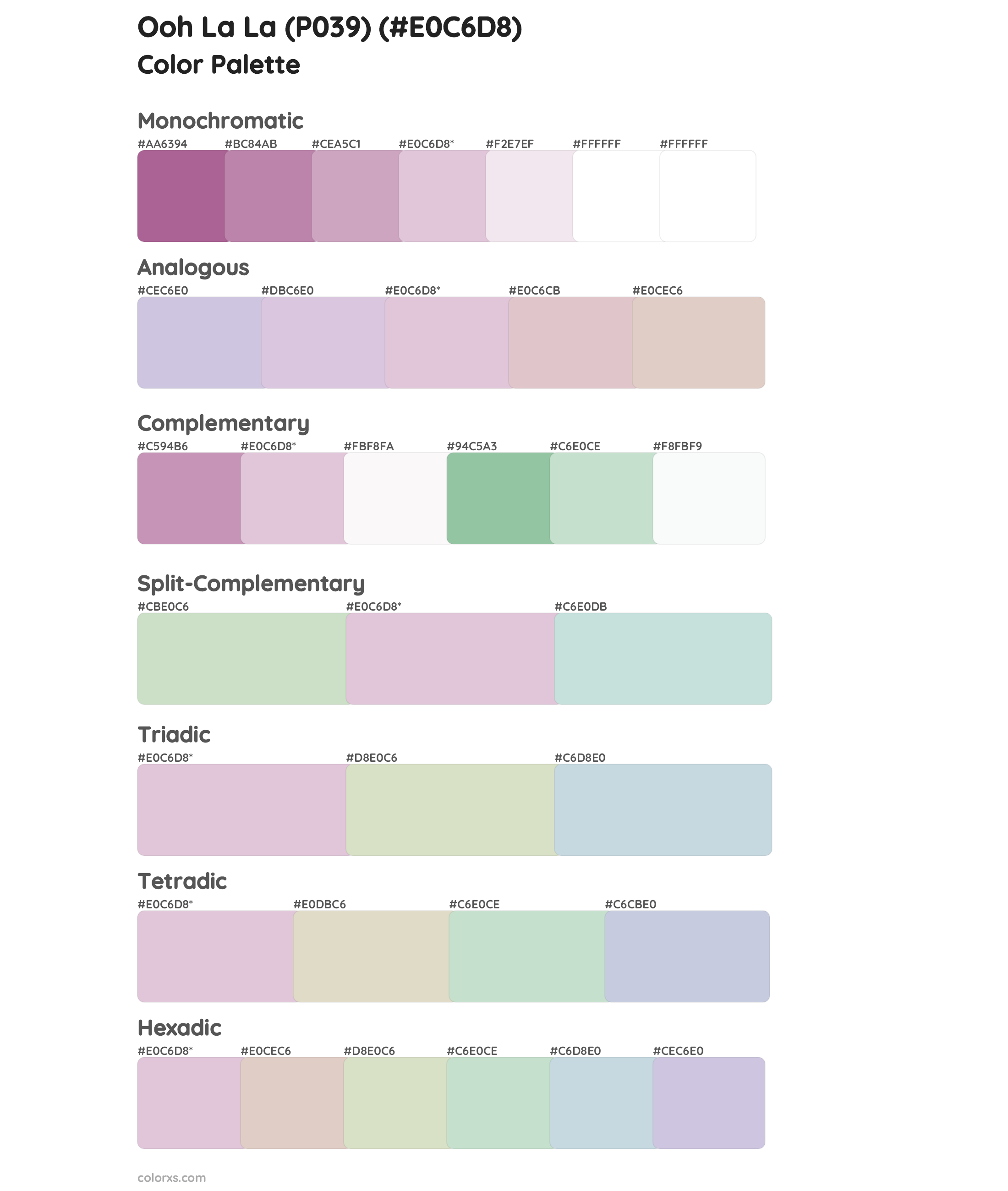 Ooh La La (P039) Color Scheme Palettes