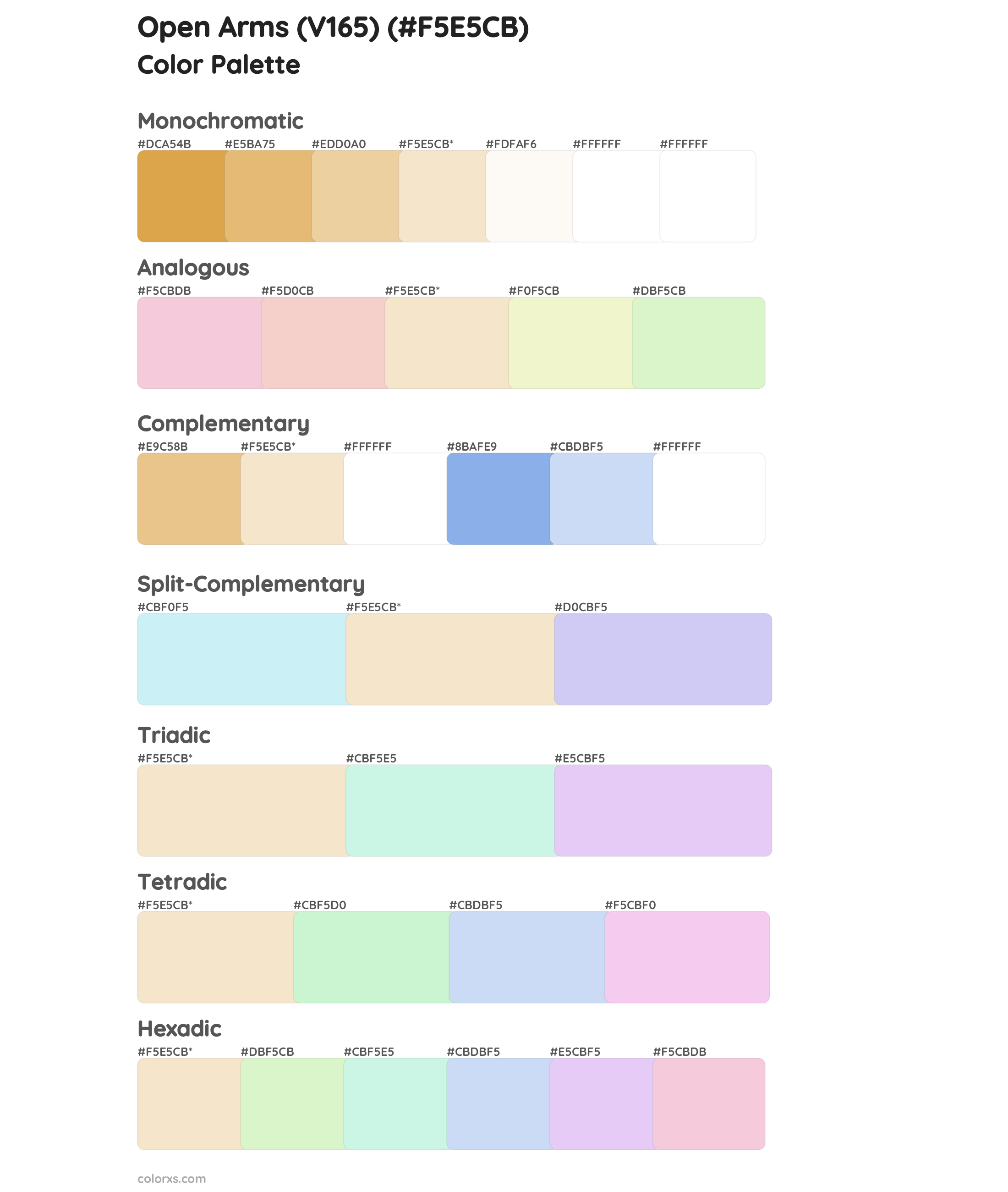 Open Arms (V165) Color Scheme Palettes