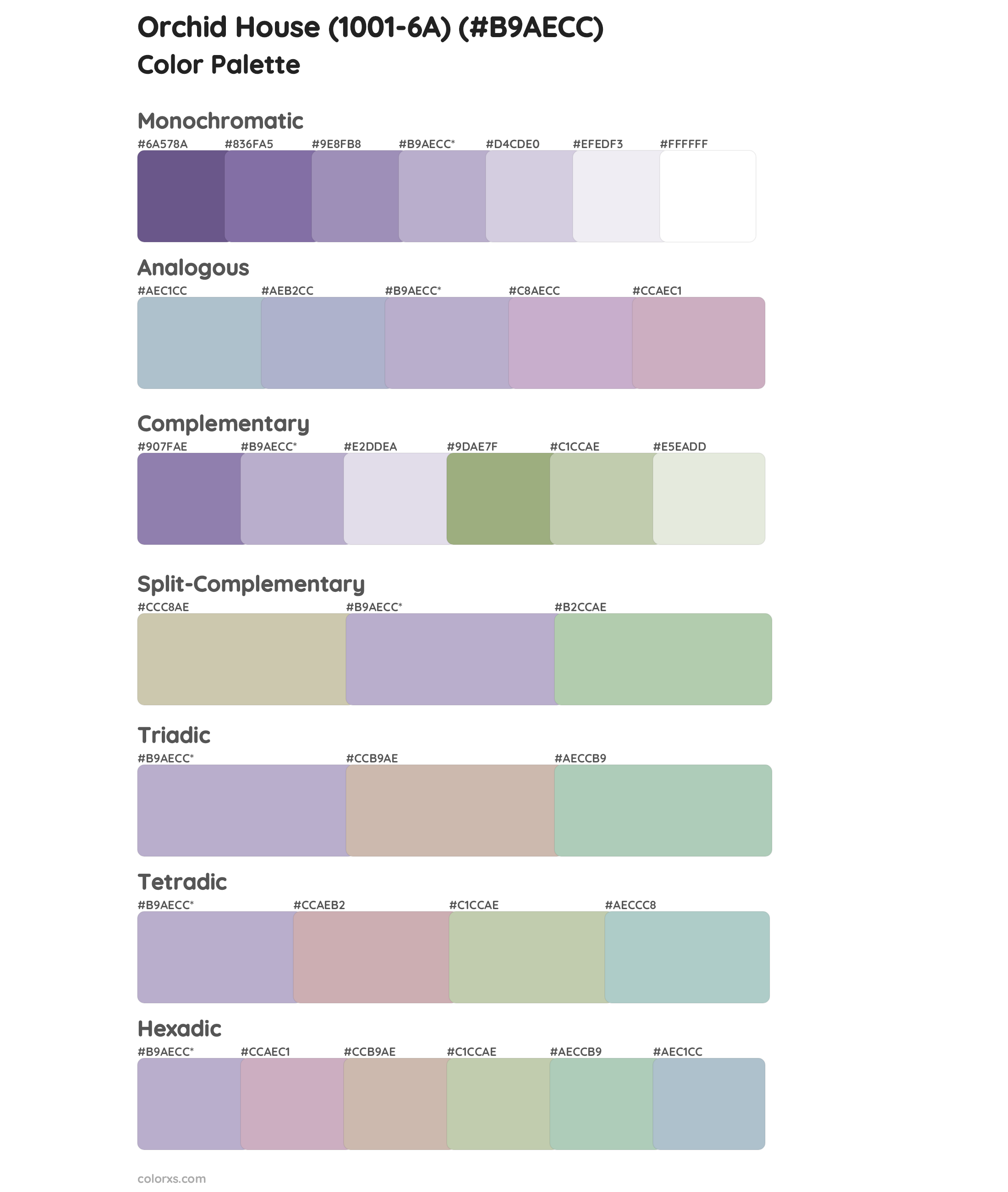 Orchid House (1001-6A) Color Scheme Palettes