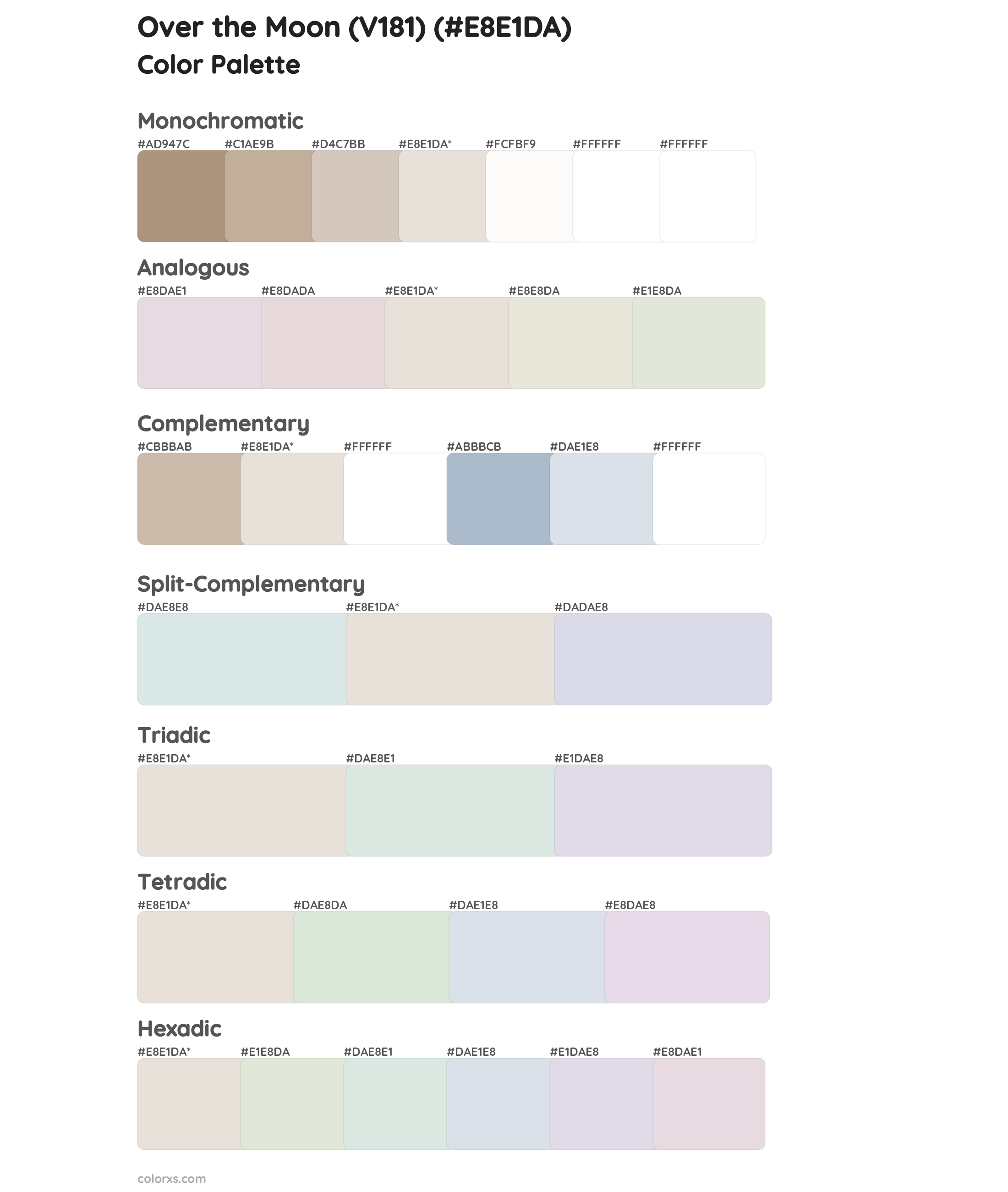 Over the Moon (V181) Color Scheme Palettes