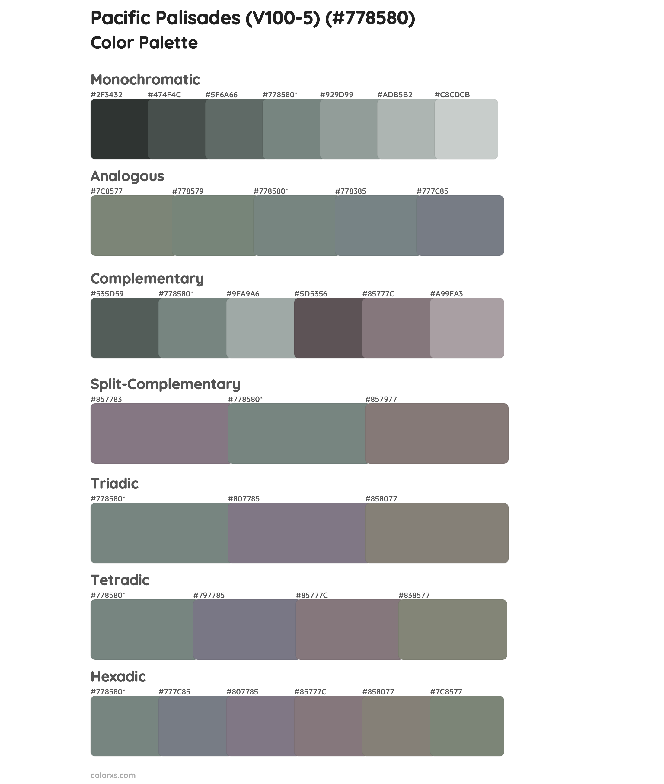 Pacific Palisades (V100-5) Color Scheme Palettes