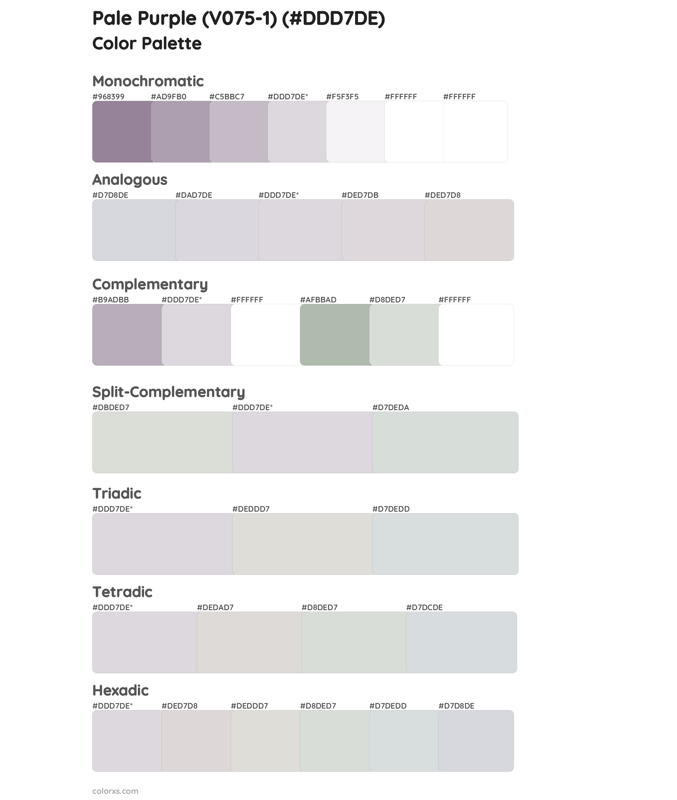 Pale Purple (V075-1) Color Scheme Palettes